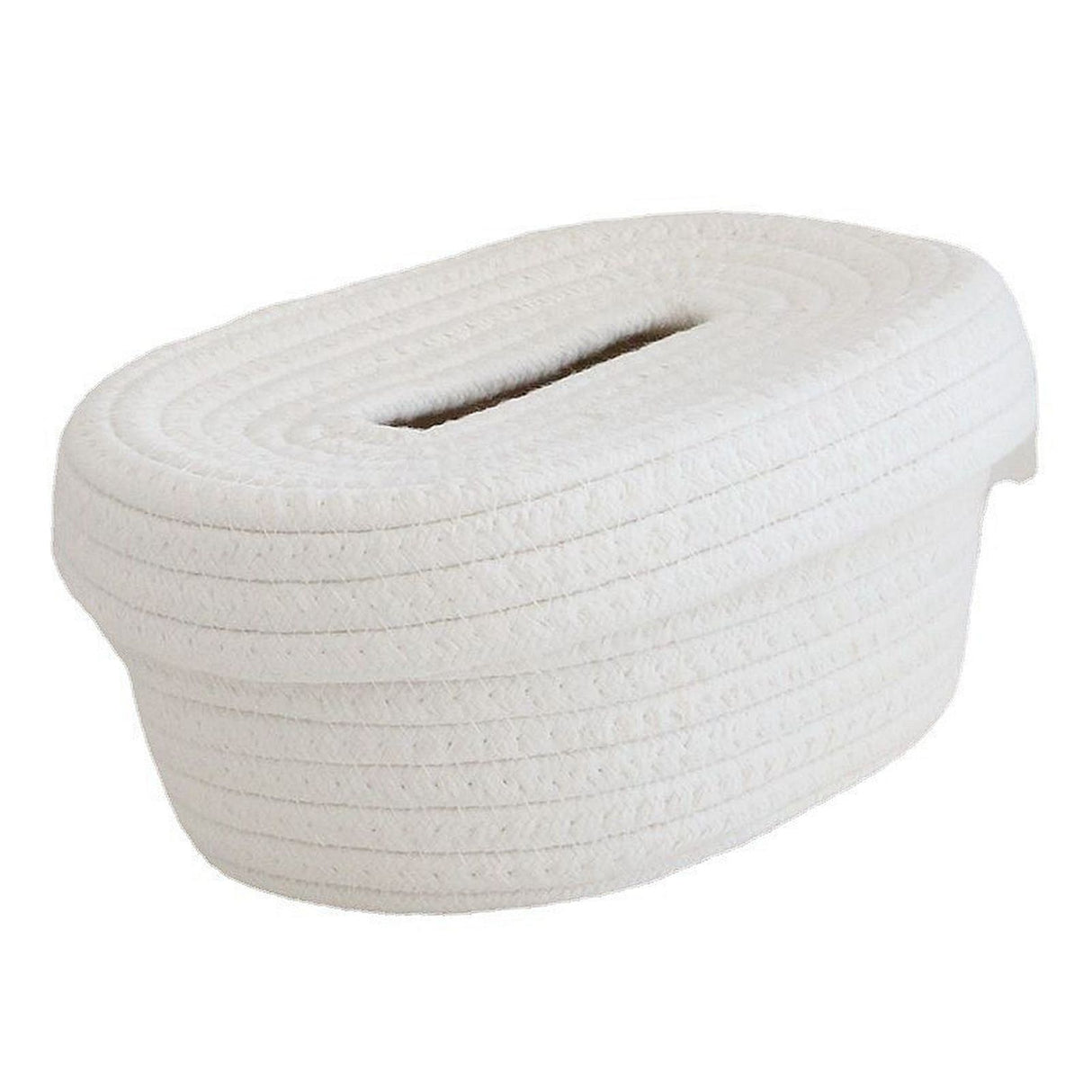 Tissue Box Cover Handmade Cotton Rope Napkin Tissue Holder Decorative Household Desktop Tissue Storage Box White