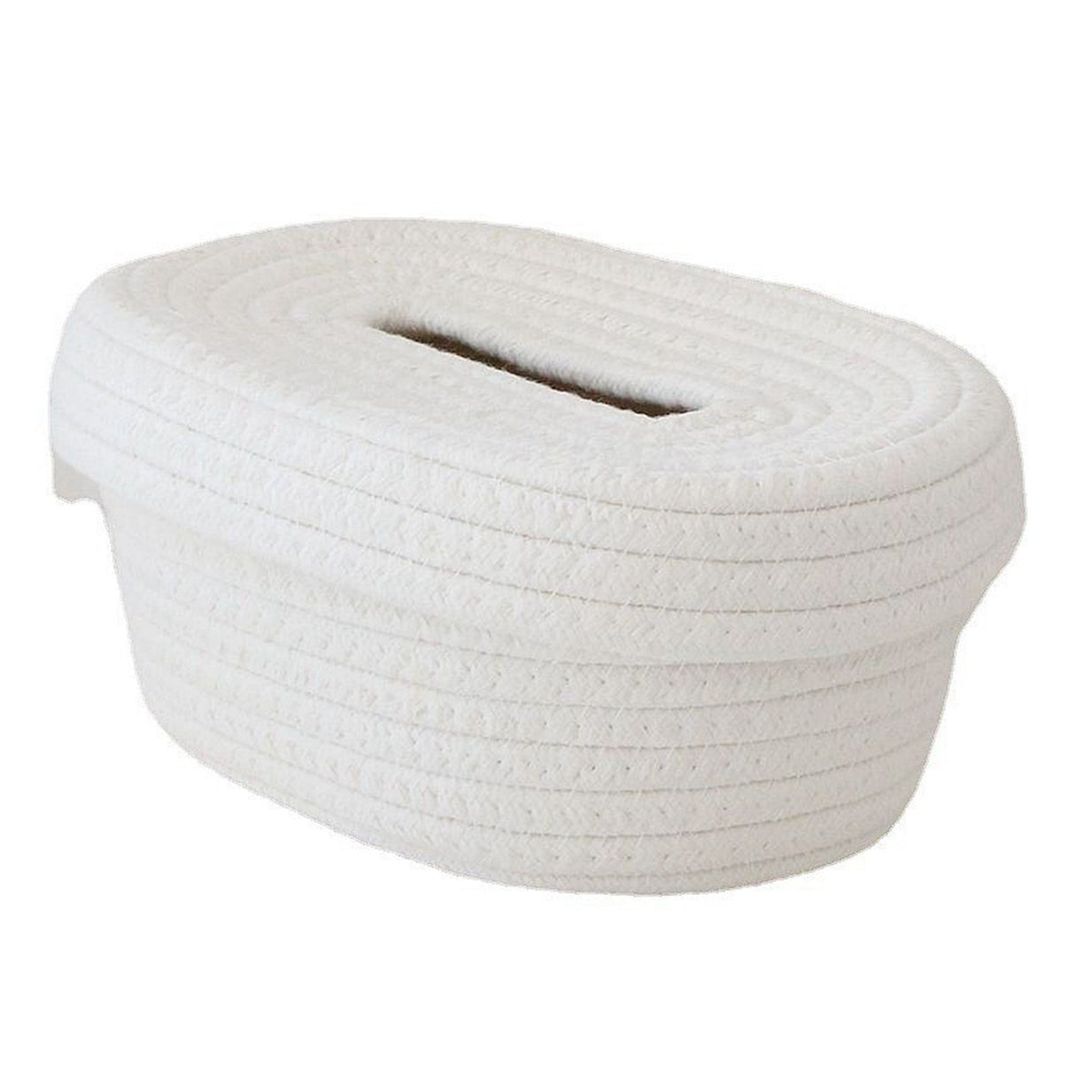 Tissue Box Cover Handmade Cotton Rope Napkin Tissue Holder Decorative Household Desktop Tissue Storage Box White