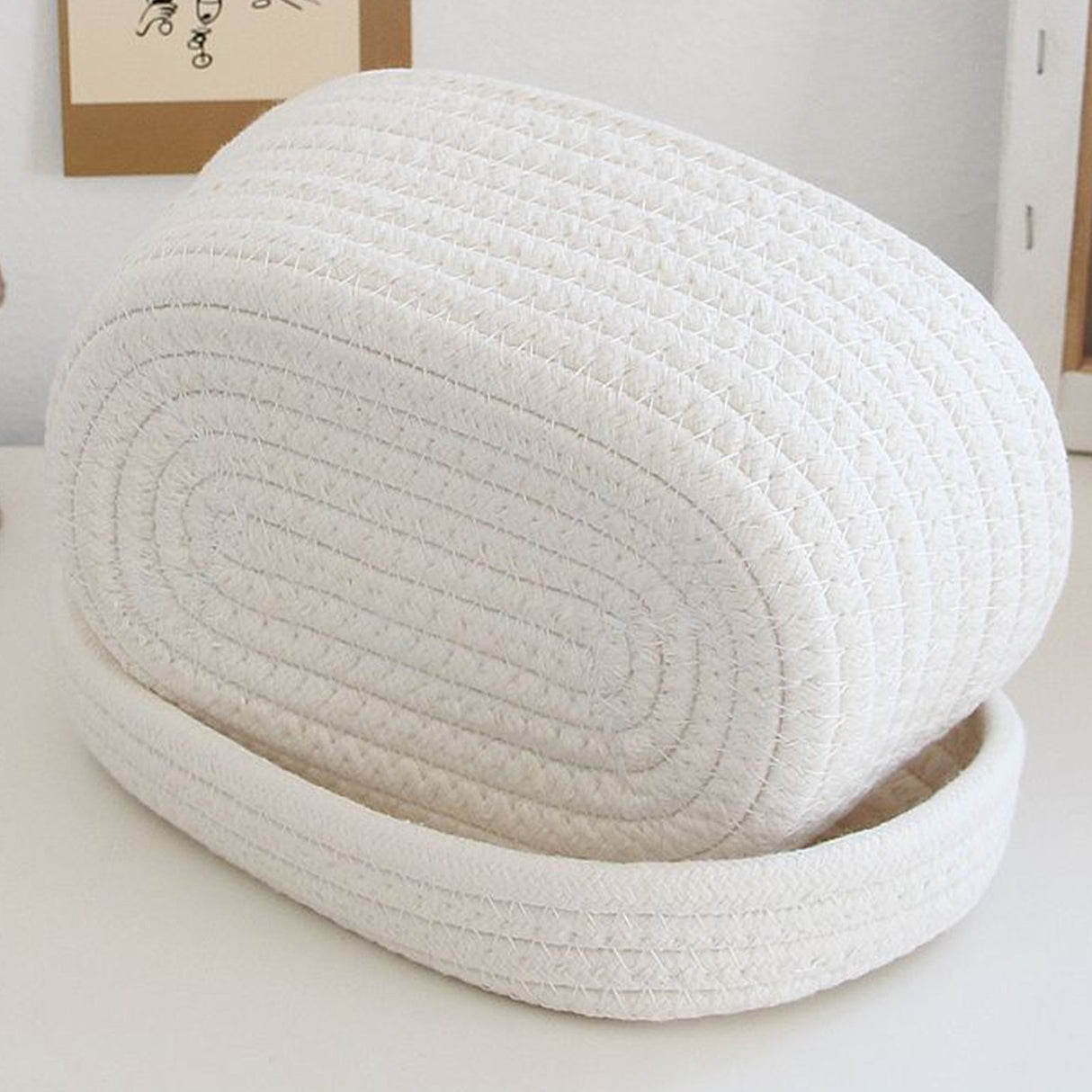 Tissue Box Cover Handmade Cotton Rope Napkin Tissue Holder Decorative Household Desktop Tissue Storage Box White