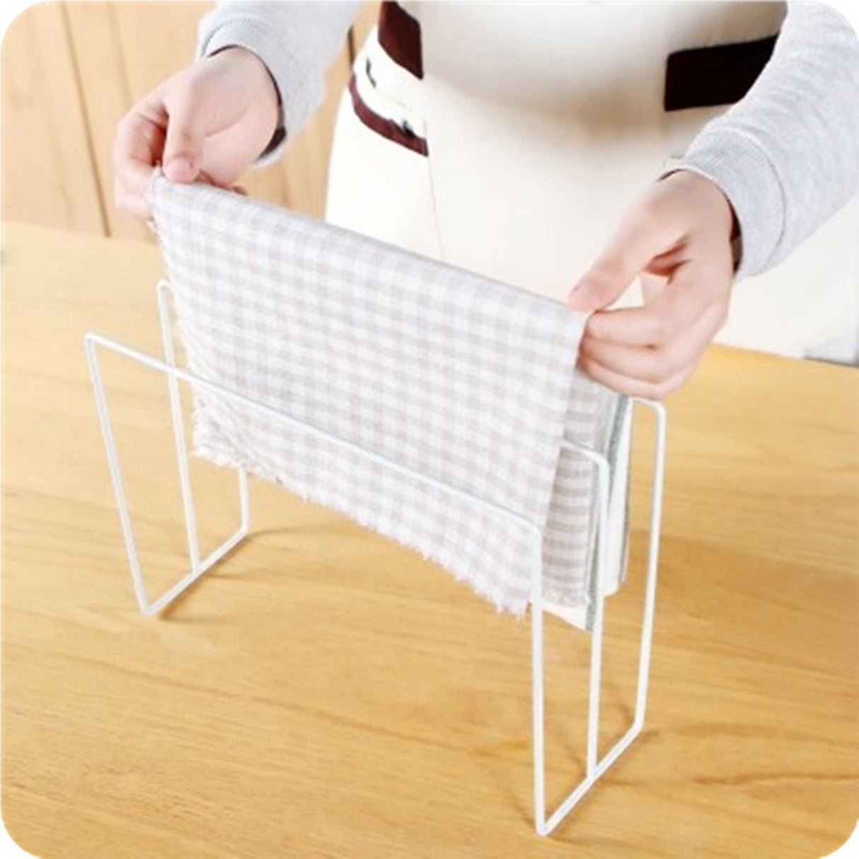 Kitchen Countertop Dishcloth Drying Rack Iron Dishcloth Towel Holder Free Standing Dish Rag Storage Hanger White