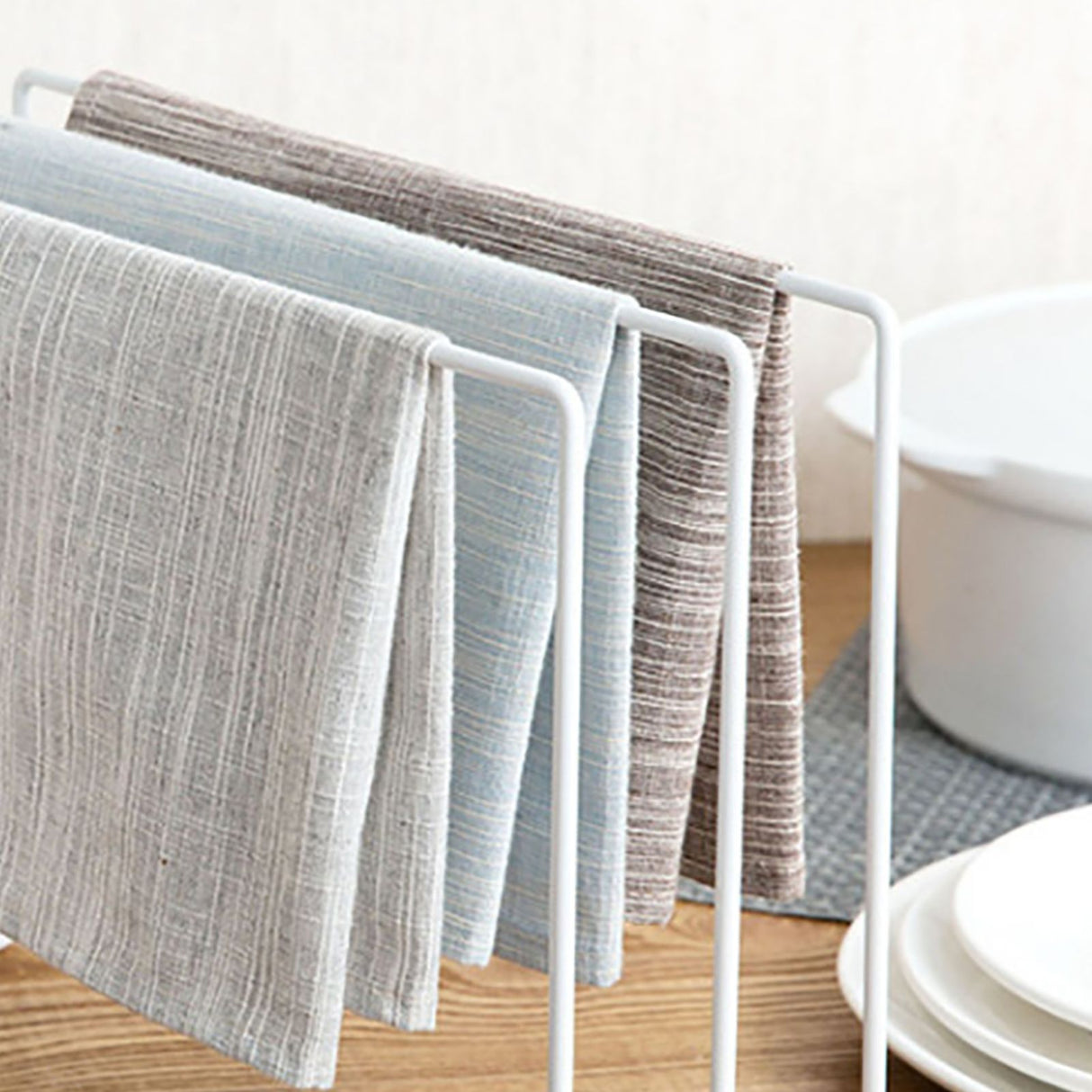 Kitchen Countertop Dishcloth Drying Rack Iron Dishcloth Towel Holder Free Standing Dish Rag Storage Hanger White