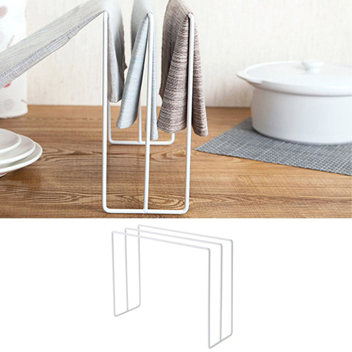 Kitchen Countertop Dishcloth Drying Rack Iron Dishcloth Towel Holder Free Standing Dish Rag Storage Hanger White
