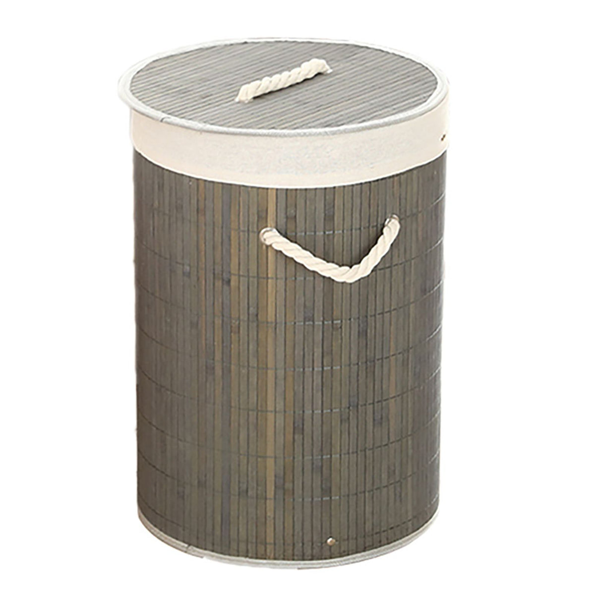 Foldable Laundry Basket Grocery Basket Bamboo Large Capacity Dirty Clothes Storage Bucket for Home 1.0 Grey Round