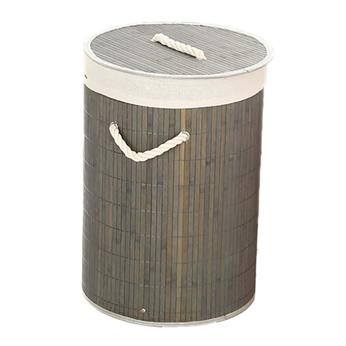 Foldable Laundry Basket Grocery Basket Bamboo Large Capacity Dirty Clothes Storage Bucket for Home 1.0 Grey Round