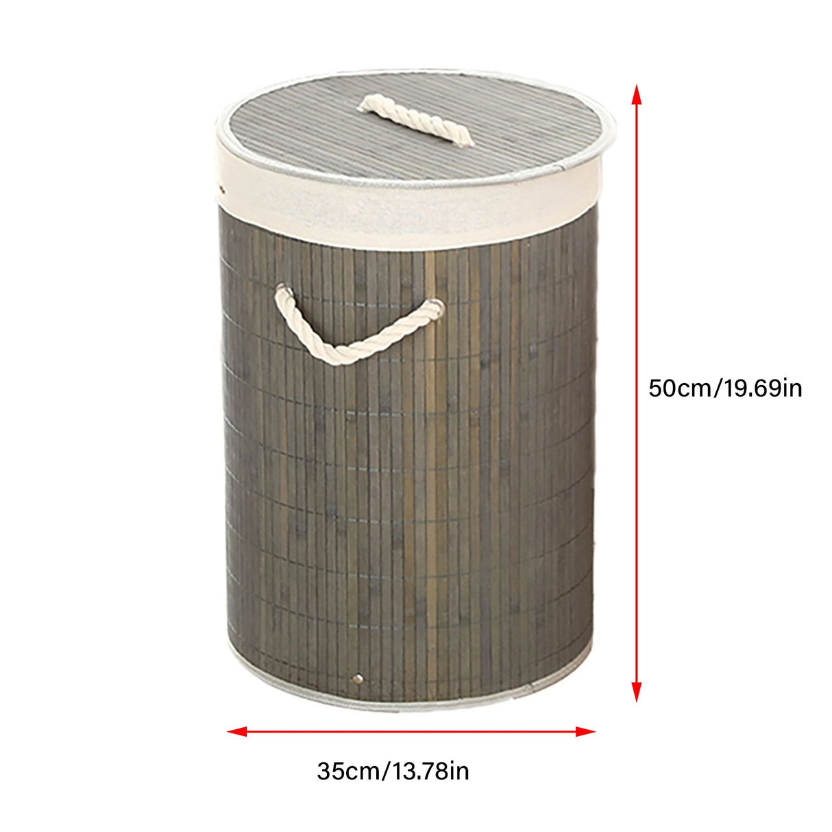 Foldable Laundry Basket Grocery Basket Bamboo Large Capacity Dirty Clothes Storage Bucket for Home 1.0 Grey Round