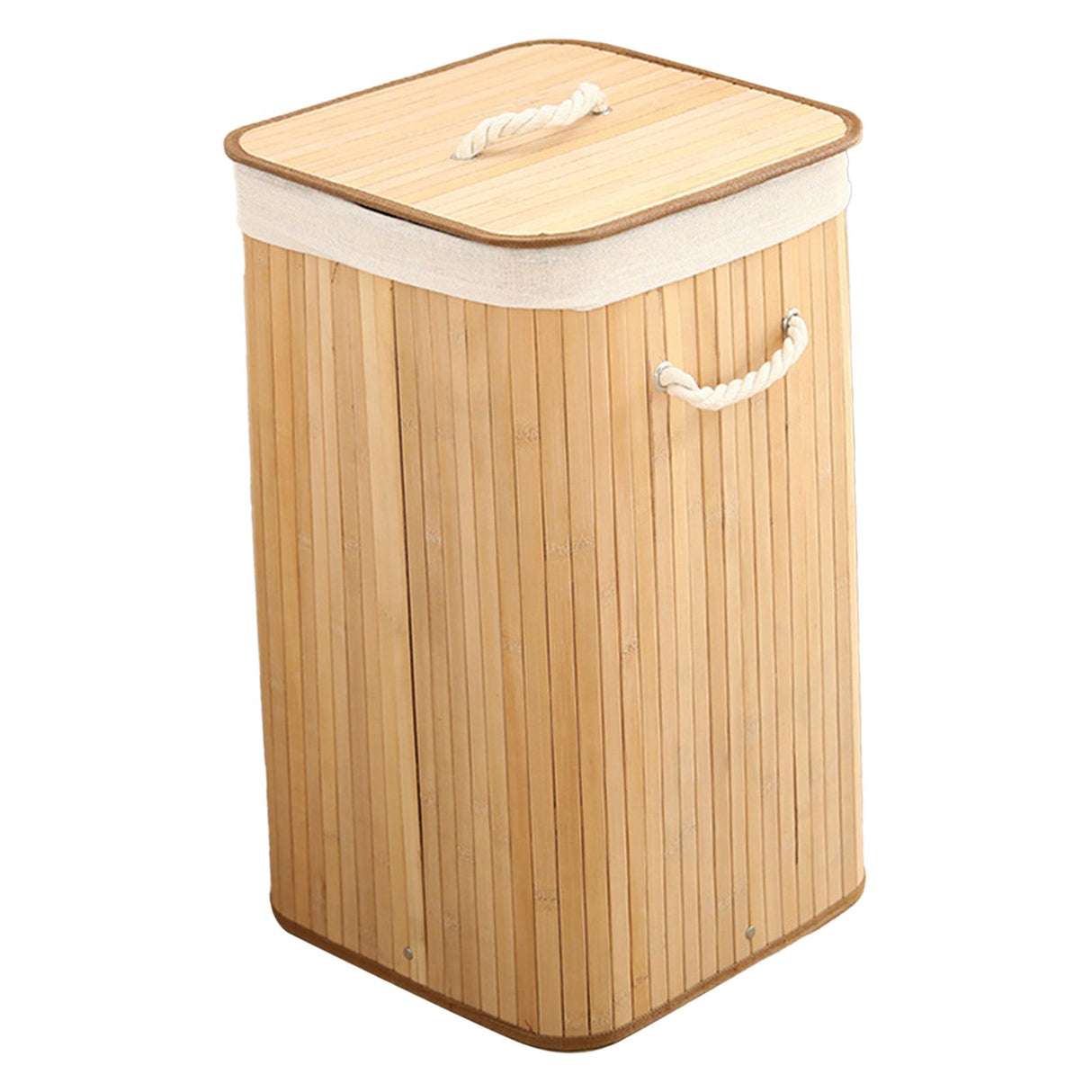 Foldable Laundry Basket Grocery Basket Bamboo Large Capacity Dirty Clothes Storage Bucket for Home 1.7 Original Color Square