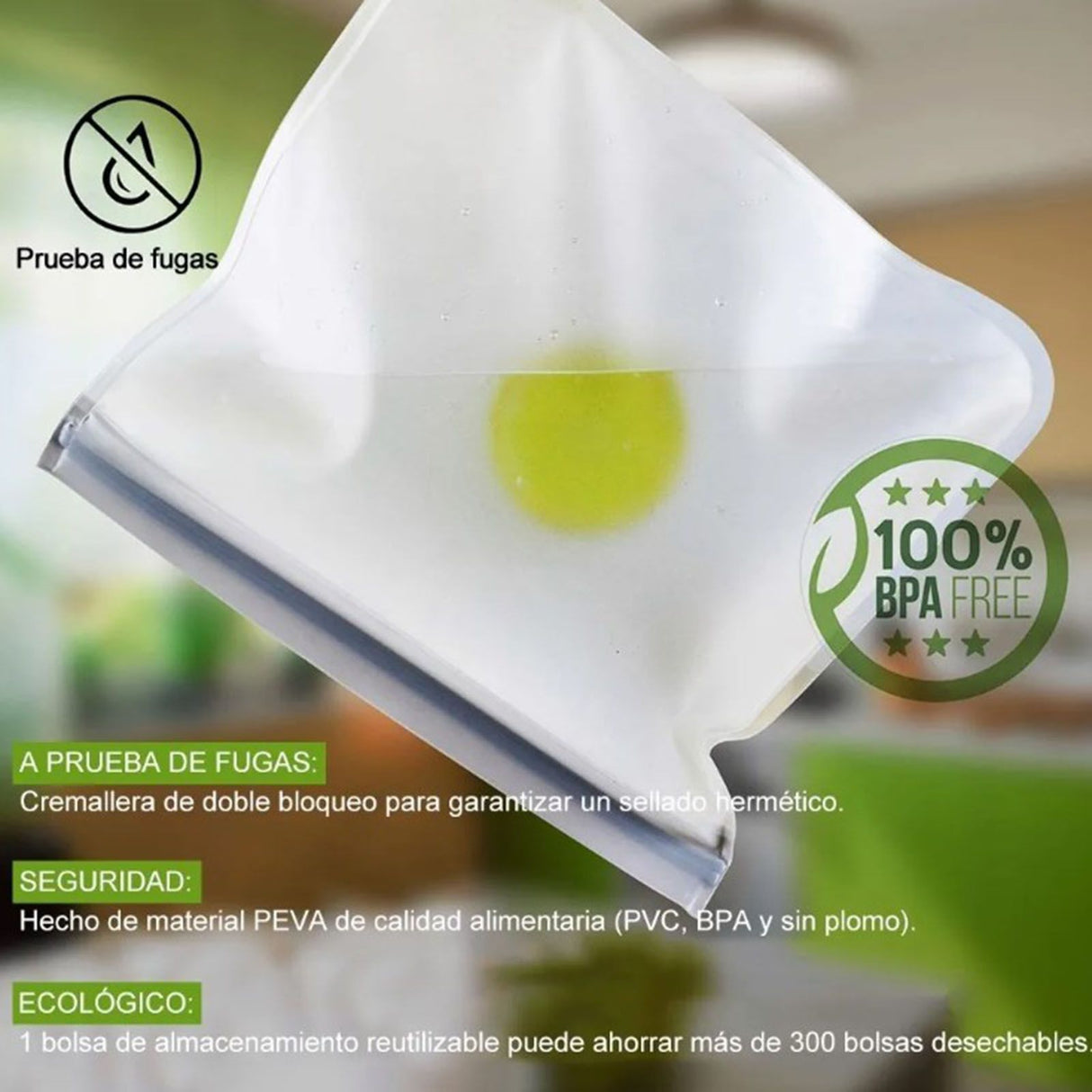 20PCS Reusable Ziplock Bags Translucent Scrub PEVA Food Storage Bags for Kitchen Fridge Organization