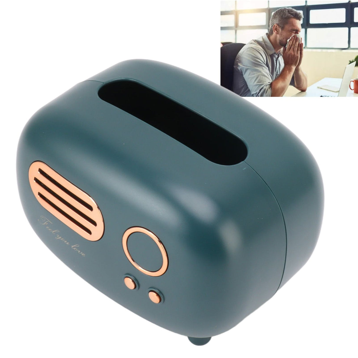 Retro Radio Shape Tissue Cover Box Vintage Radio Tissue Box for Bathroom Living Room Bedroom Nightstand Desk Table Green