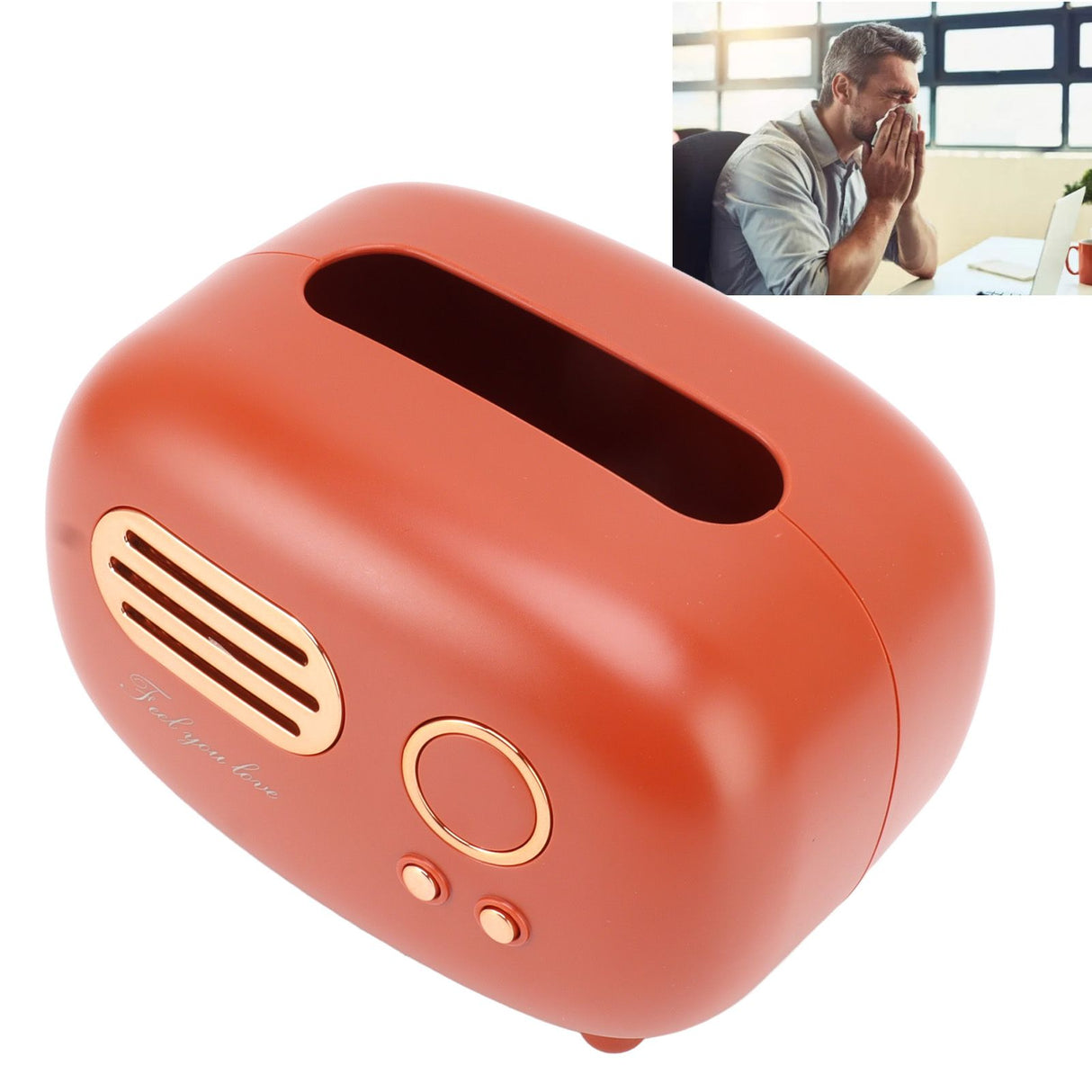 Retro Radio Shape Tissue Cover Box Vintage Radio Tissue Box for Bathroom Living Room Bedroom Nightstand Desk Table Red