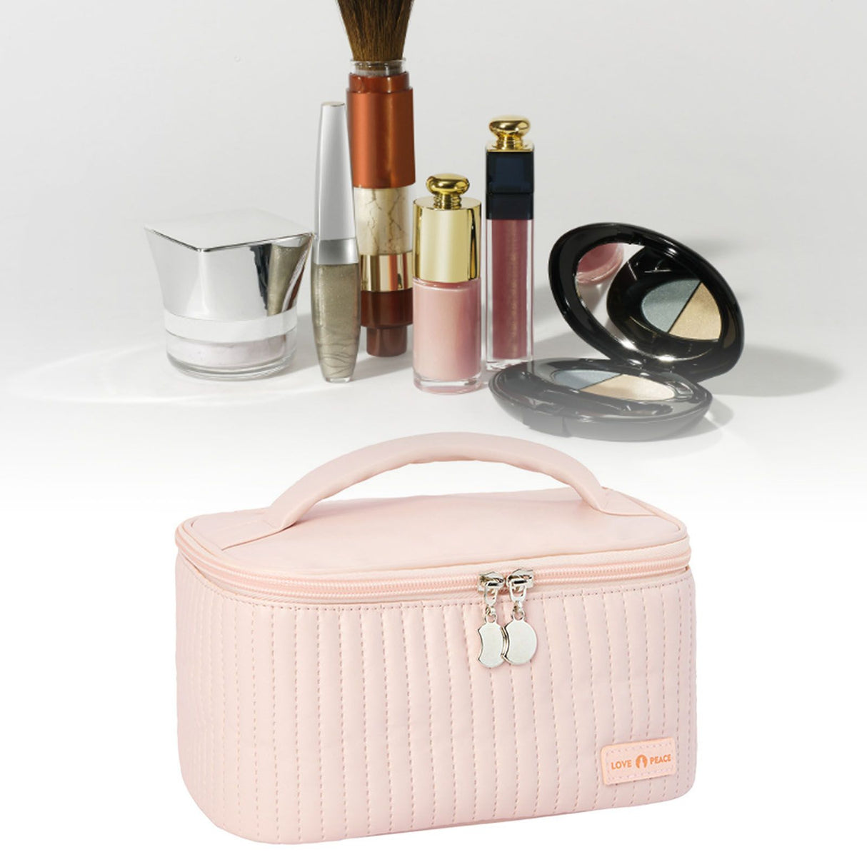 PU Open Lid Cake Shape Make Up Bag Cosmetic Storage Bag Soft Color Portable Makeup Bag Pink