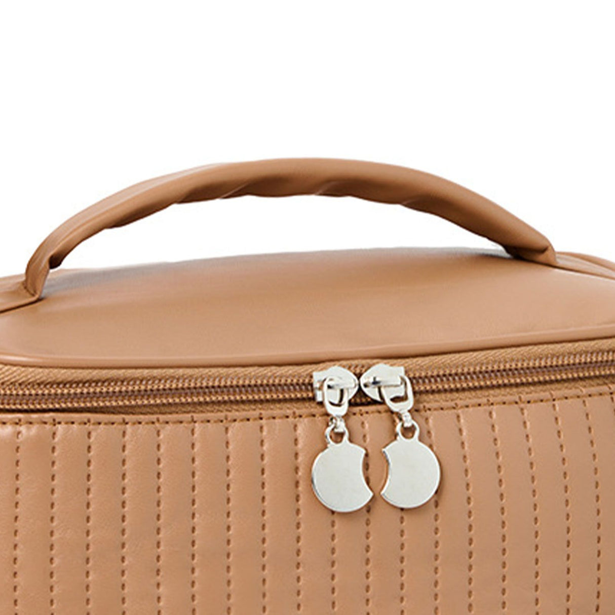 PU Open Lid Cake Shape Make Up Bag Cosmetic Storage Bag Soft Color Portable Makeup Bag Coffe