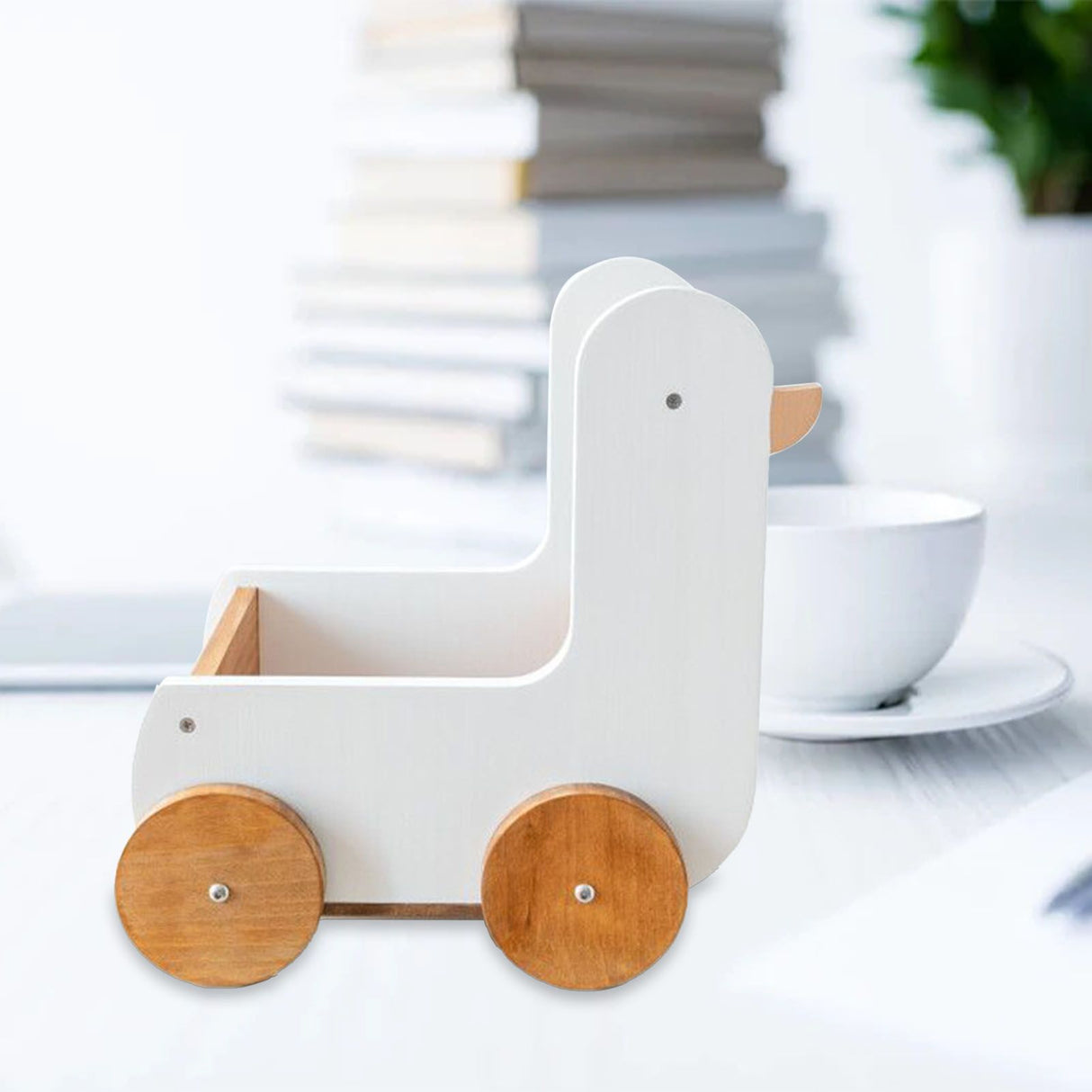 Wood Desk Organizer Cute Cartoon Desktop Handbook Stickers Organizer for Study Children's Room Office Dormitory Duck