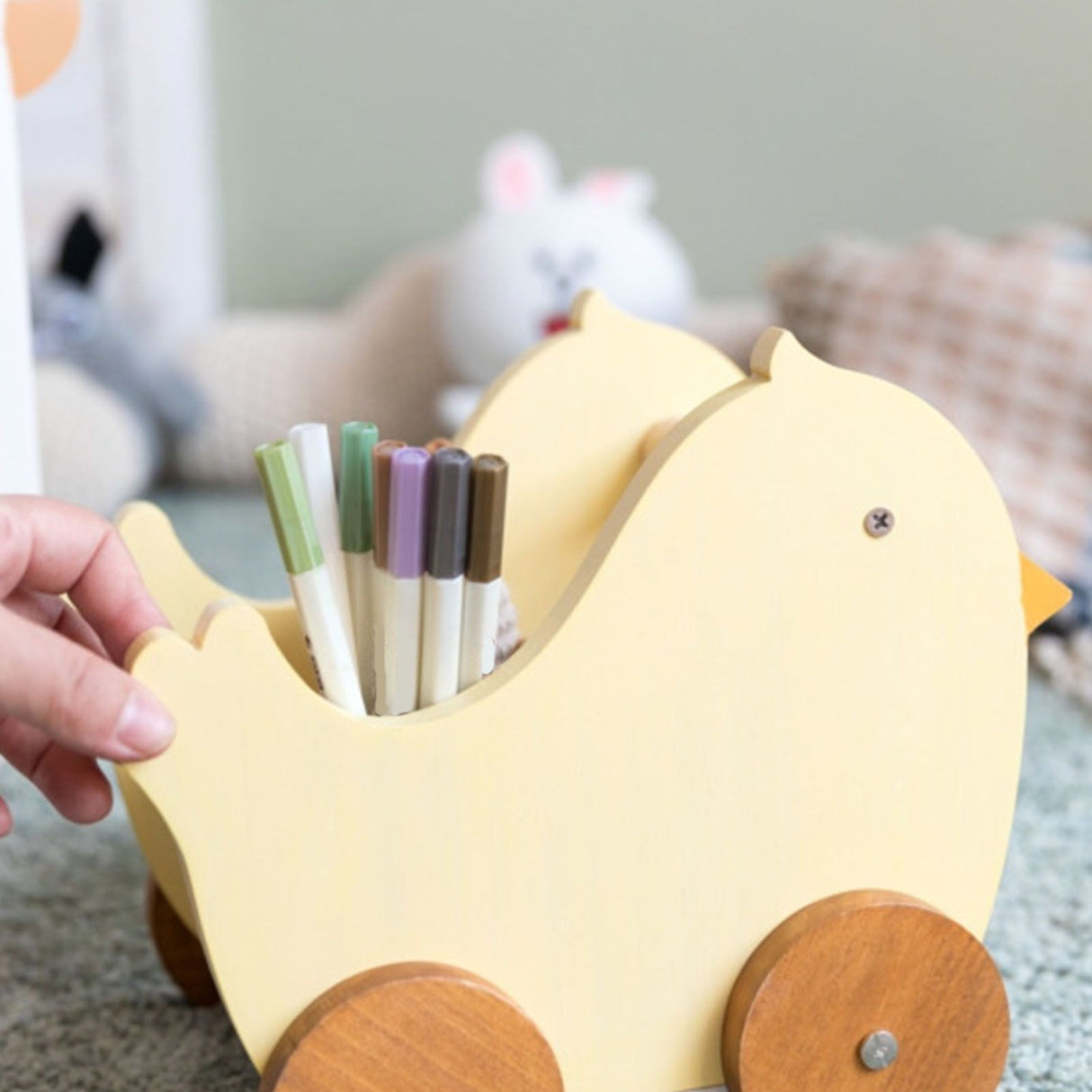 Wood Desk Organizer Cute Cartoon Desktop Handbook Stickers Organizer for Study Children's Room Office Dormitory Chick
