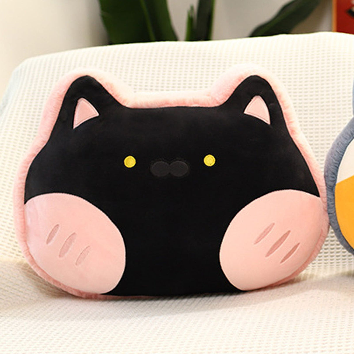 Animal Shape Pillow Stuffed Cushion Toy Flannel Plush Animal Soft Pillow for Kids Christmas Gift Cherry Pink Cat 40x30cm