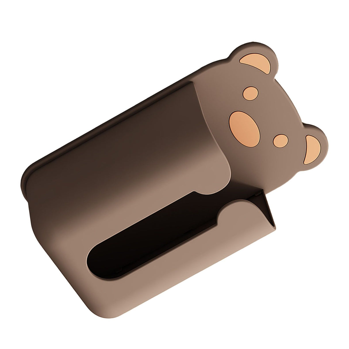 Wall Mounted Tissue Box Punching Free Cute Bear Pattern Plastic Tissue Dispenser for Home Bathroom Brown Bear