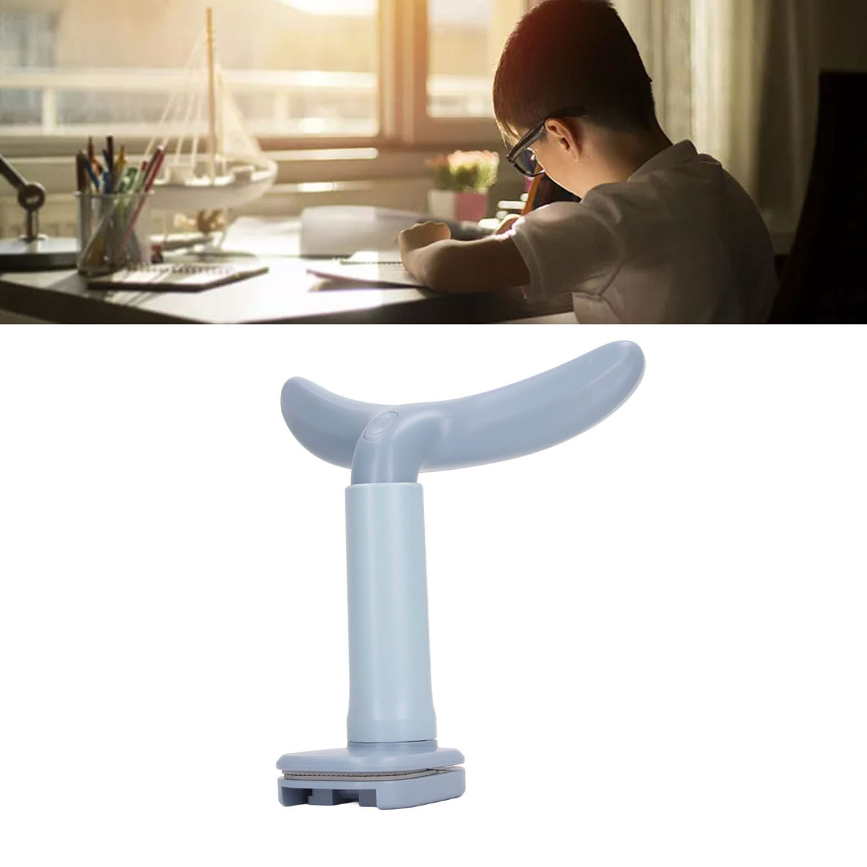 Sitting Posture Corrector Height Adjustable Students Vision Protection Writing Desk Posture Corrector Blue