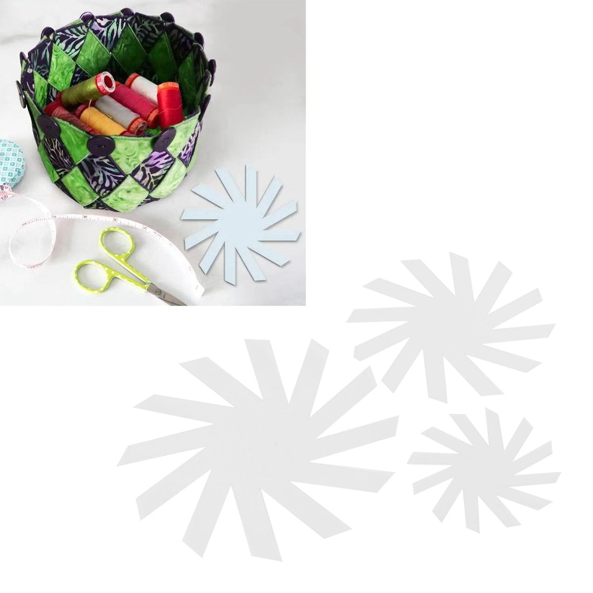 3Pcs 8in 12in 15in Woven Spiral Storage Basket Cutting Ruler Template Basket Templates for Sewing