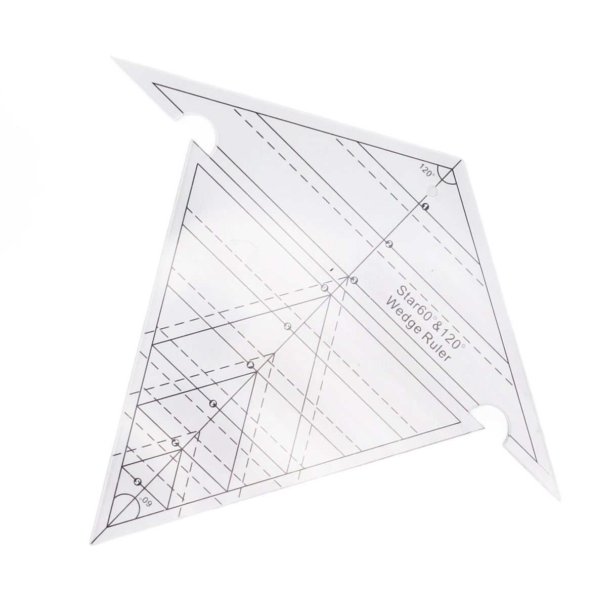 Sewing Wedge Ruler 60 Degree and 120 Degree Acrylic Transparent Precise Scale Reusable Quilting Ruler for DIY Design