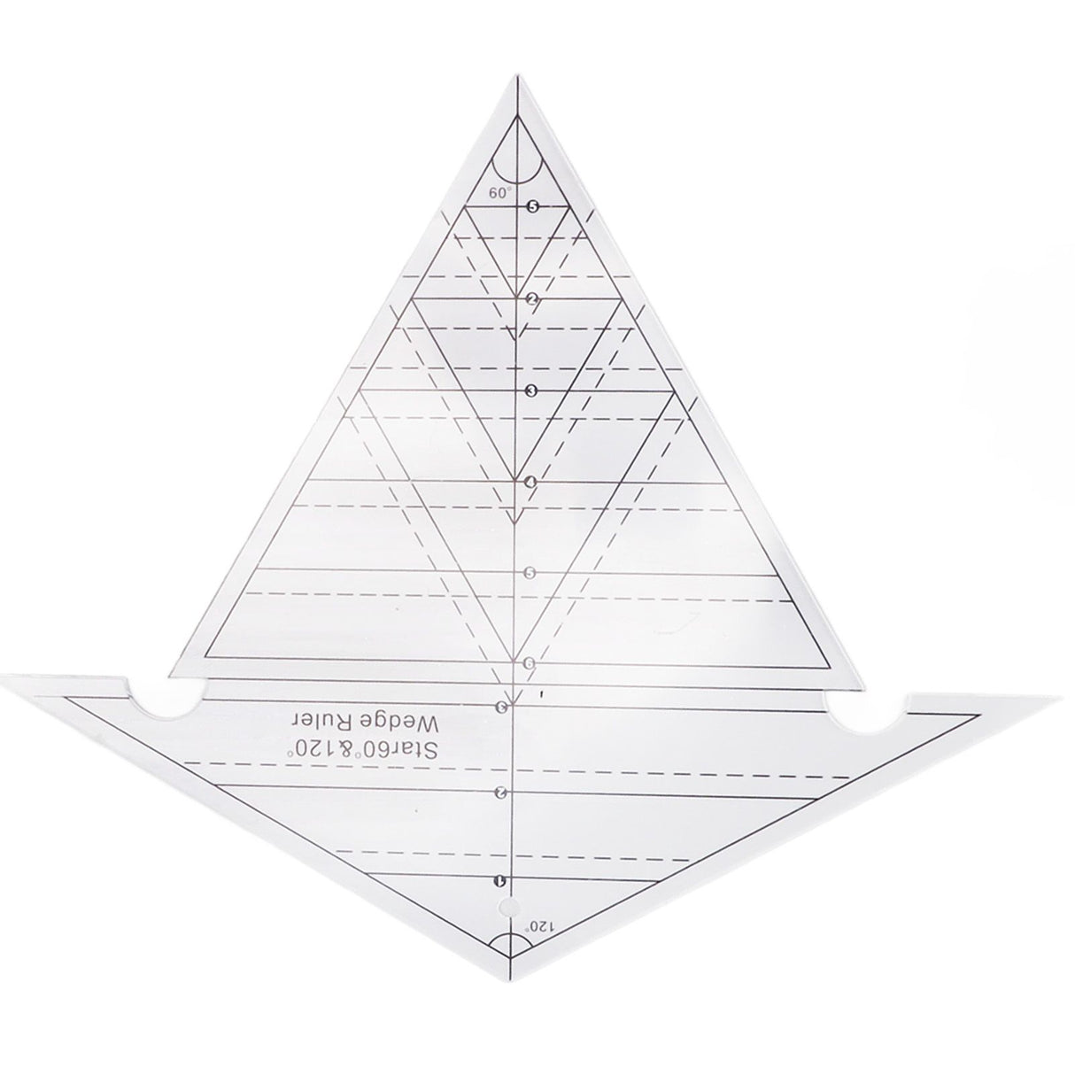 Sewing Wedge Ruler 60 Degree and 120 Degree Acrylic Transparent Precise Scale Reusable Quilting Ruler for DIY Design