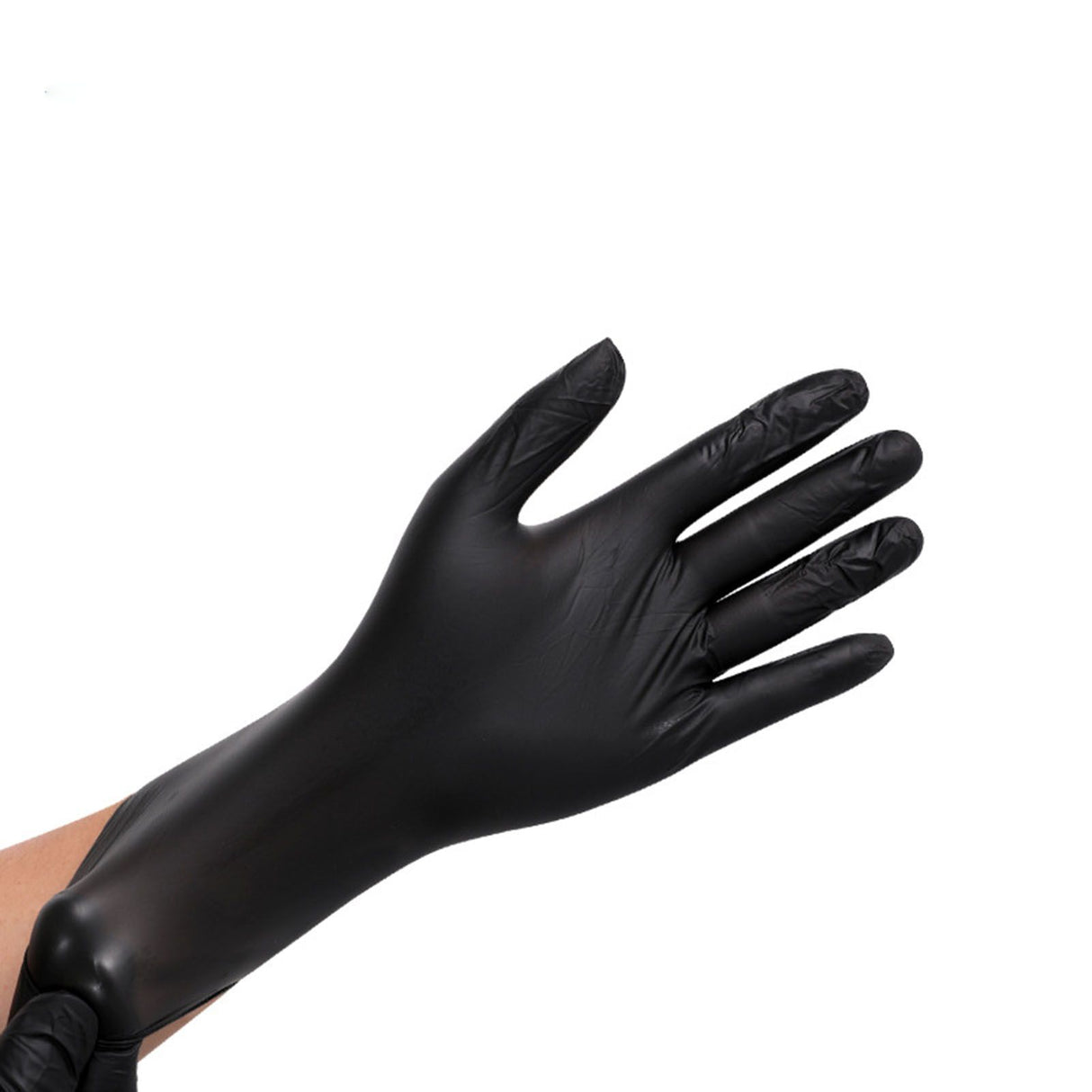 100PCS Food Gloves PVC High Elastic Protective Gloves for Cleaning Catering Black L