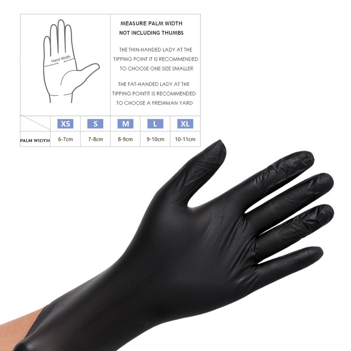 100PCS Food Gloves PVC High Elastic Protective Gloves for Cleaning Catering Black L