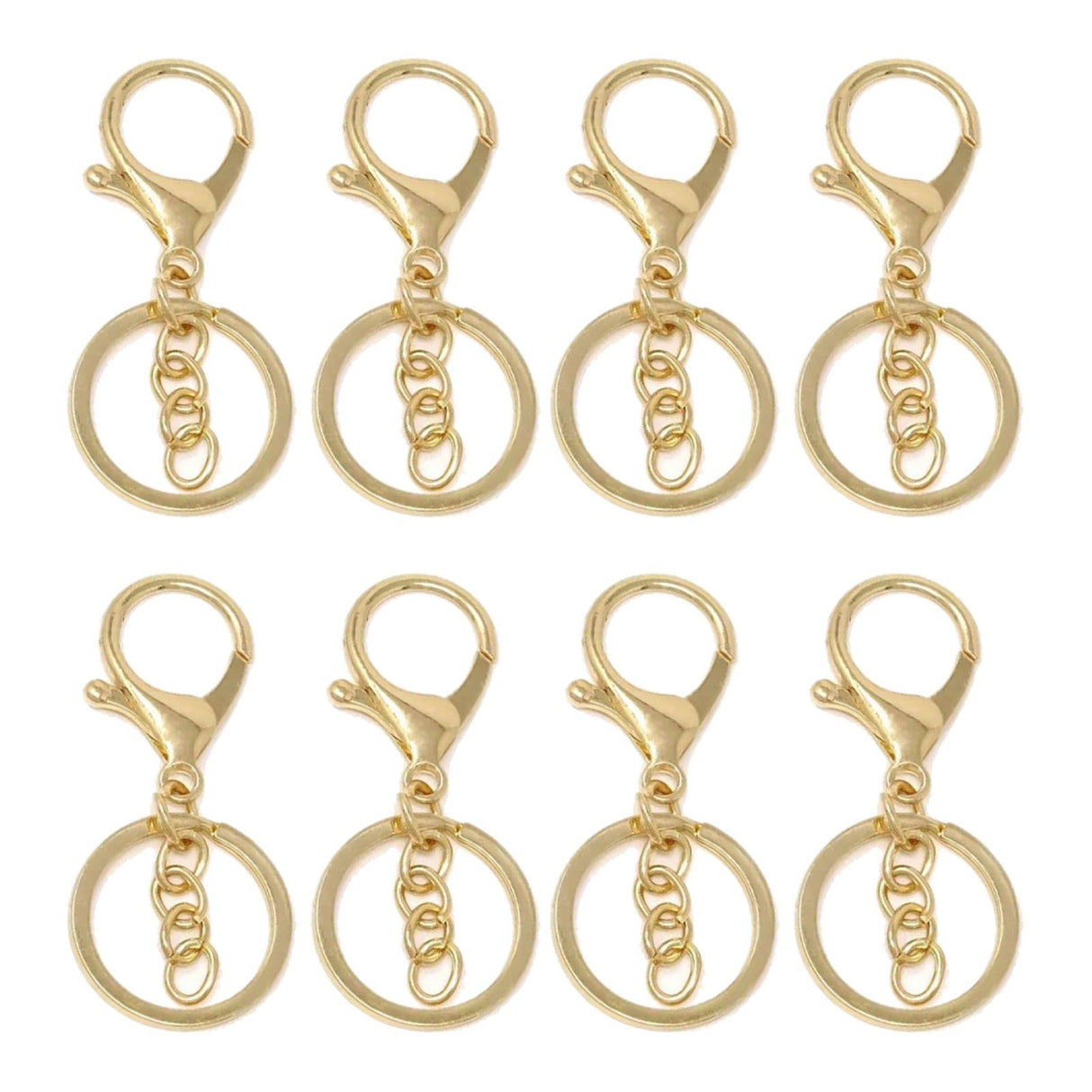 50PCS Key Chain Ring Alloy Golden Polished DIY Handcraft Metal Key Rings with Chain for Travel