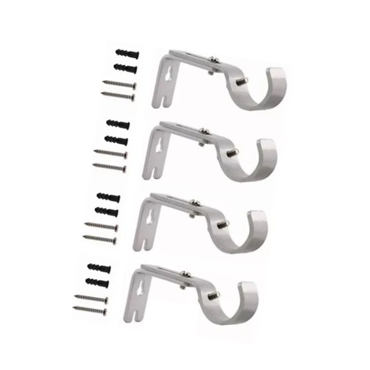 4PCS Curtain Rod Bracket Adjustable Heavy Duty Curtain Rod Wall Bracket Hooks with Installation Screws