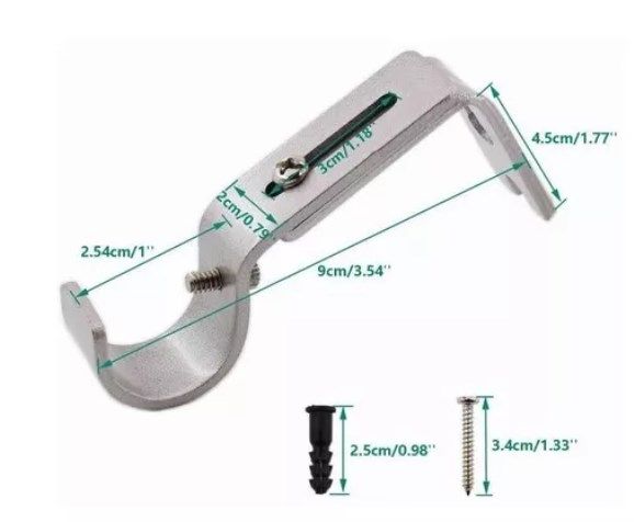4PCS Curtain Rod Bracket Adjustable Heavy Duty Curtain Rod Wall Bracket Hooks with Installation Screws