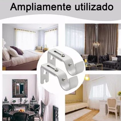4PCS Curtain Rod Bracket Adjustable Heavy Duty Curtain Rod Wall Bracket Hooks with Installation Screws