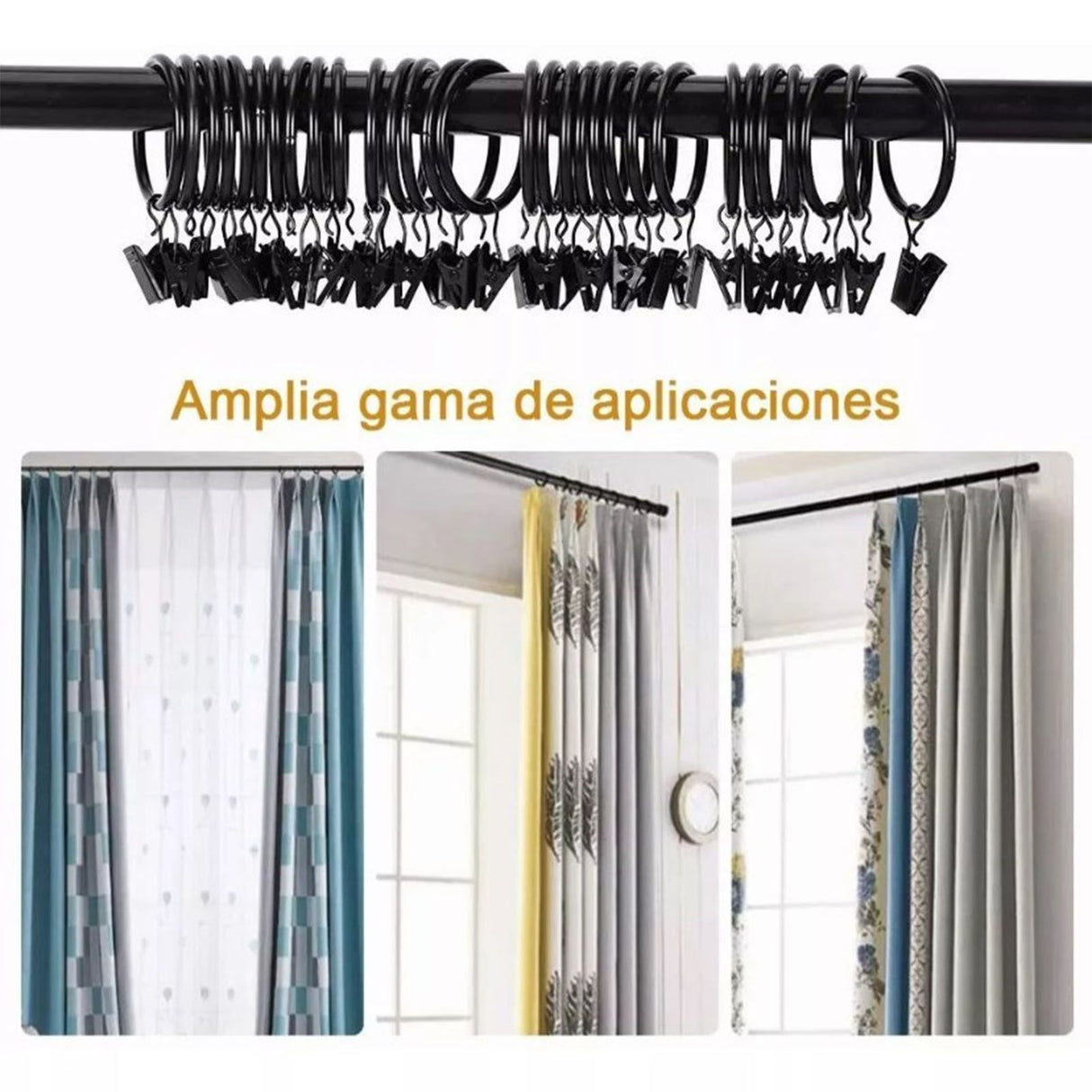 40 Pcs 38mm Clip On Curtain Rings Heavy Duty Strong Hanging Drapery Drapes Clip for Hotels Restaurants Bars