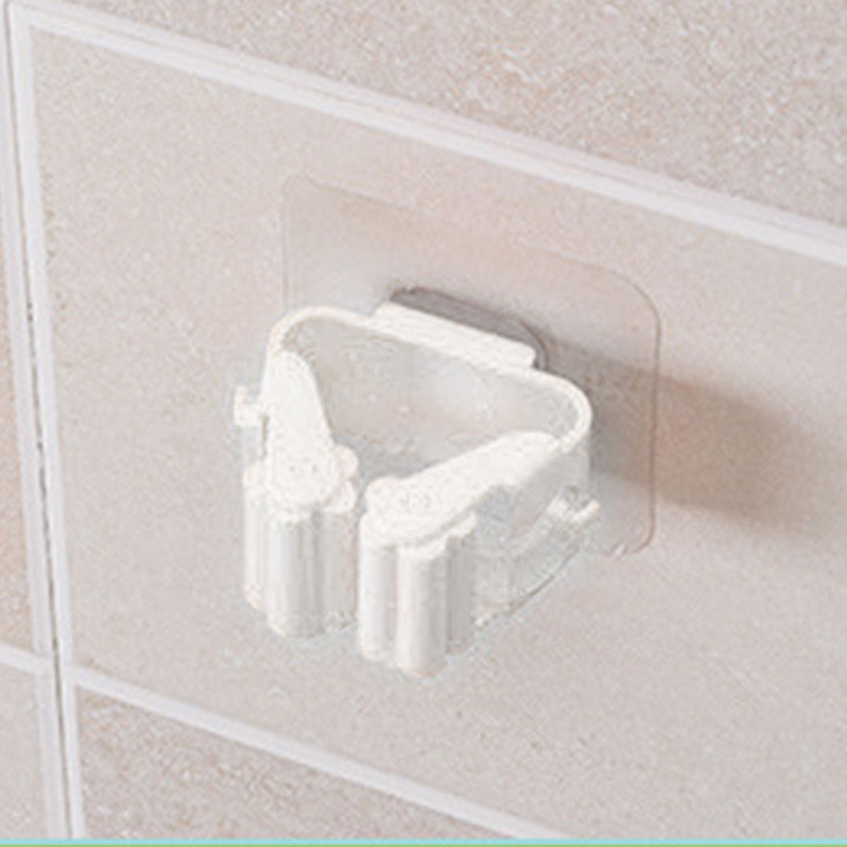 3pcs Wall Mounted Mop Holder Strong Adhesion Plastic Mop Broom Holder for Garage Tool Room White