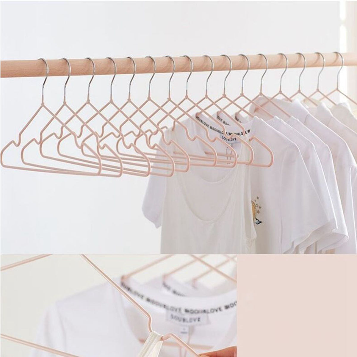 Clothes Hangers Prevent Slip Space Saving Heavy Duty Dry Wet Thick Clothes Hangers for Home Dormitory Pink
