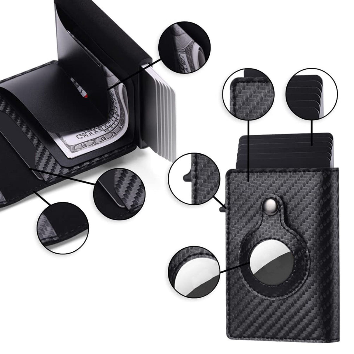 Card Wallet Soft Leather Large Capacity Lose Proof Multifunctional Men Wallet Gift Carbon Fiber Black