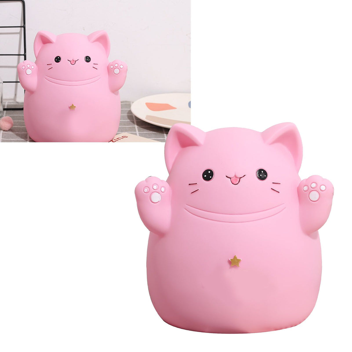 Cartoon Cat Piggy Bank Saving Bank Cartoon Cat Shaped Money Box Coins Storage Box Home Decor Ornament Children Toys Gifts Pink S 13x11x15cm