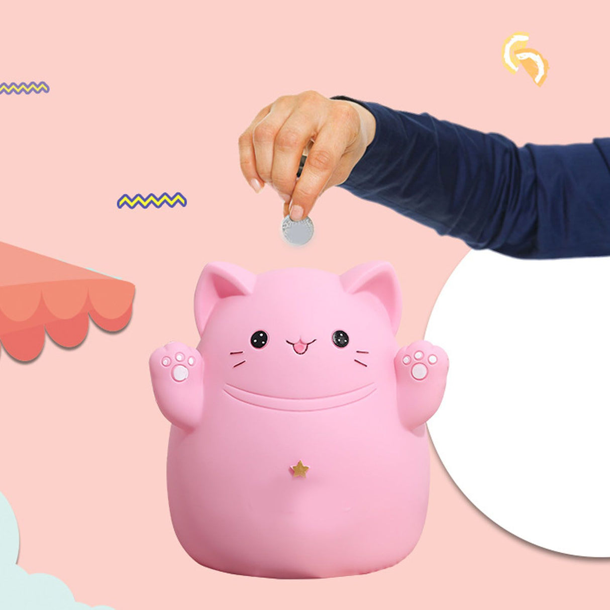 Cartoon Cat Piggy Bank Saving Bank Cartoon Cat Shaped Money Box Coins Storage Box Home Decor Ornament Children Toys Gifts Pink S 13x11x15cm