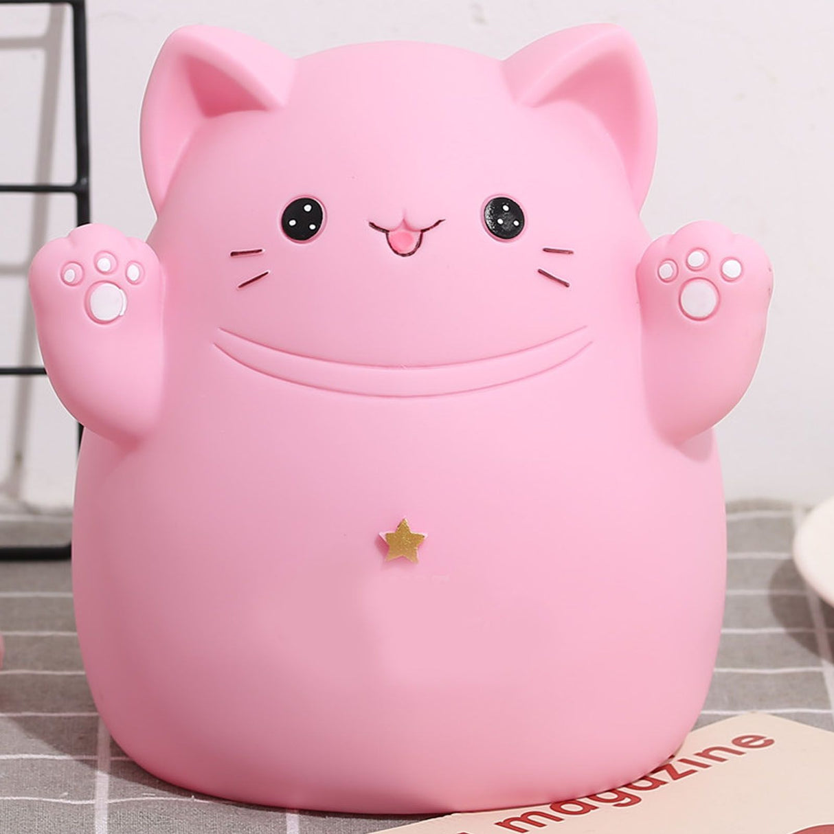 Cartoon Cat Piggy Bank Saving Bank Cartoon Cat Shaped Money Box Coins Storage Box Home Decor Ornament Children Toys Gifts Pink S 13x11x15cm