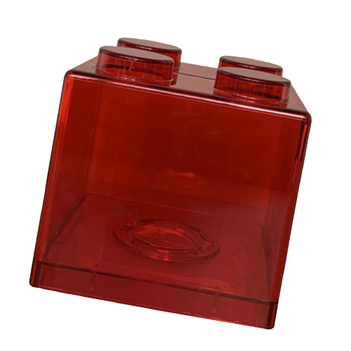 Clear Money Saving Bank Building Block Design Rectangular Transparent Coin Saving Box for Kids Boys Girls Red 8.9x8.9x9.2cm / 3.5x3.5x3.6in