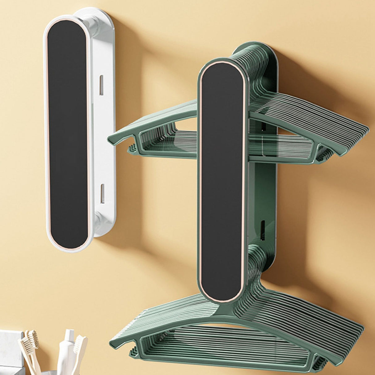 Clothes Drying Rack Plastic Retractable Cloth Hanger for Laundry Balcony Mudroom Bedroom Elegant White
