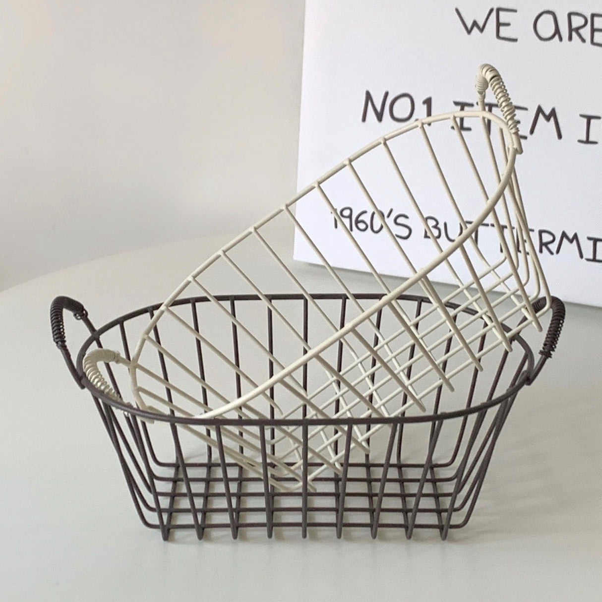 Wire Baskets Iron Handhold Storage Bins for Kitchen Cabinets Pantry Bathroom Laundry Room Refridge Black