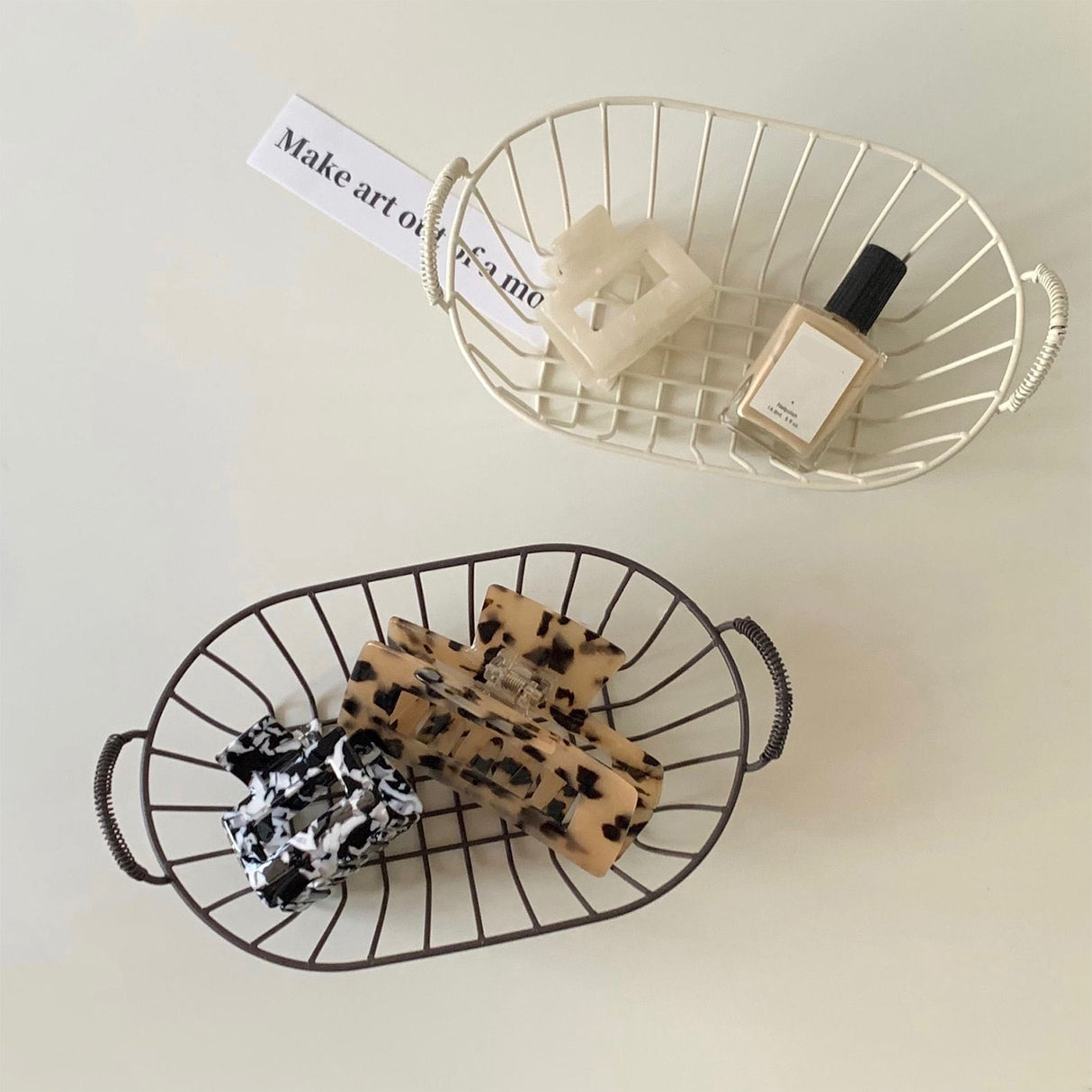 Wire Baskets Iron Handhold Storage Bins for Kitchen Cabinets Pantry Bathroom Laundry Room Refridge Black