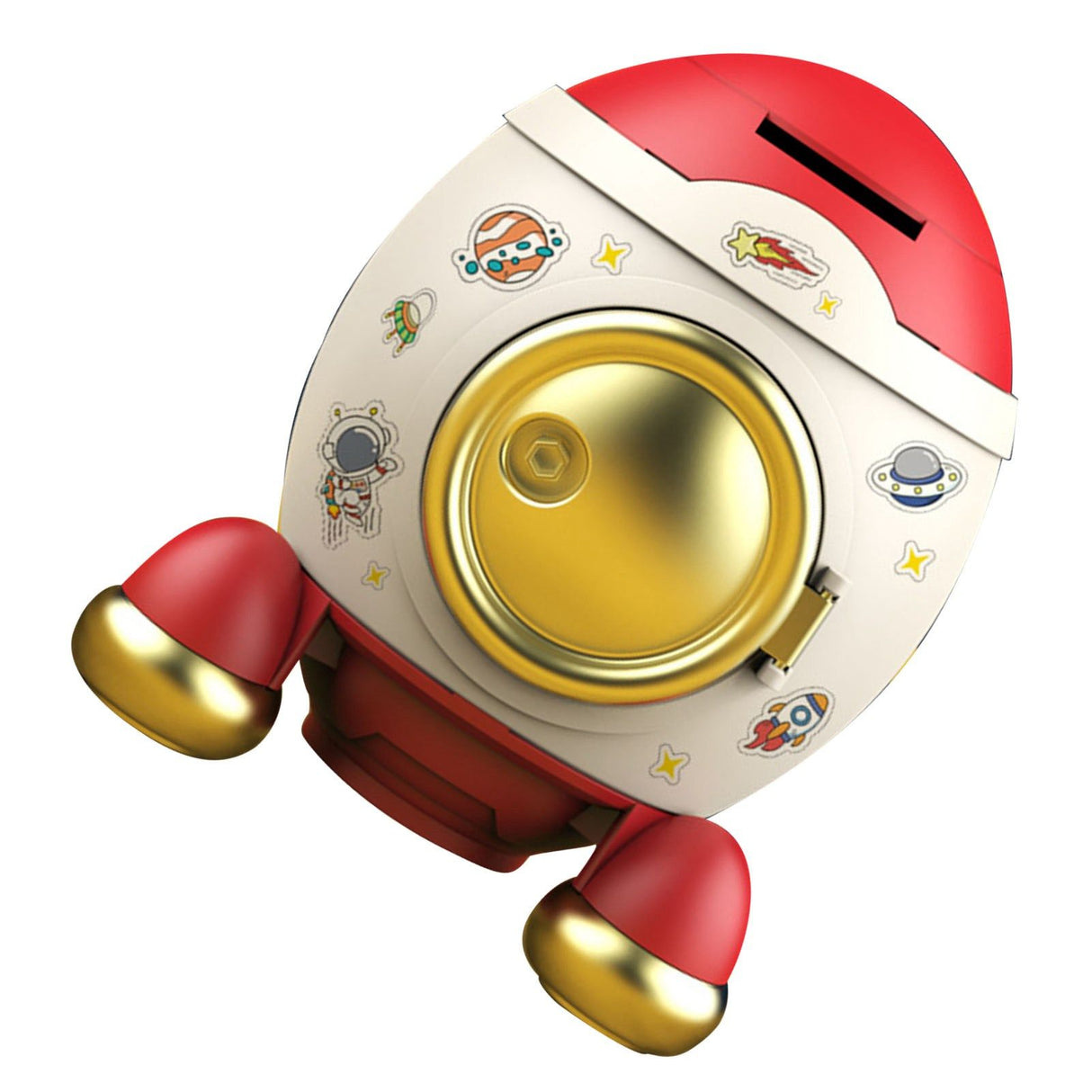 Cartoon Style Space Rocket Piggy Bank Money Bank Money Saving Jar Boys Girls Gift Romantic Pink Gold