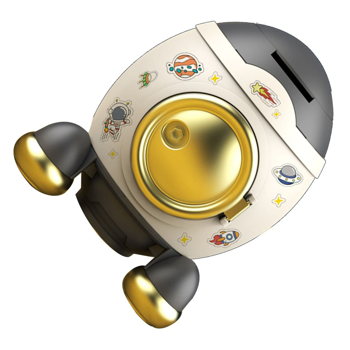 Cartoon Style Space Rocket Piggy Bank Money Bank Money Saving Jar Boys Girls Gift Luxurious Grey Gold