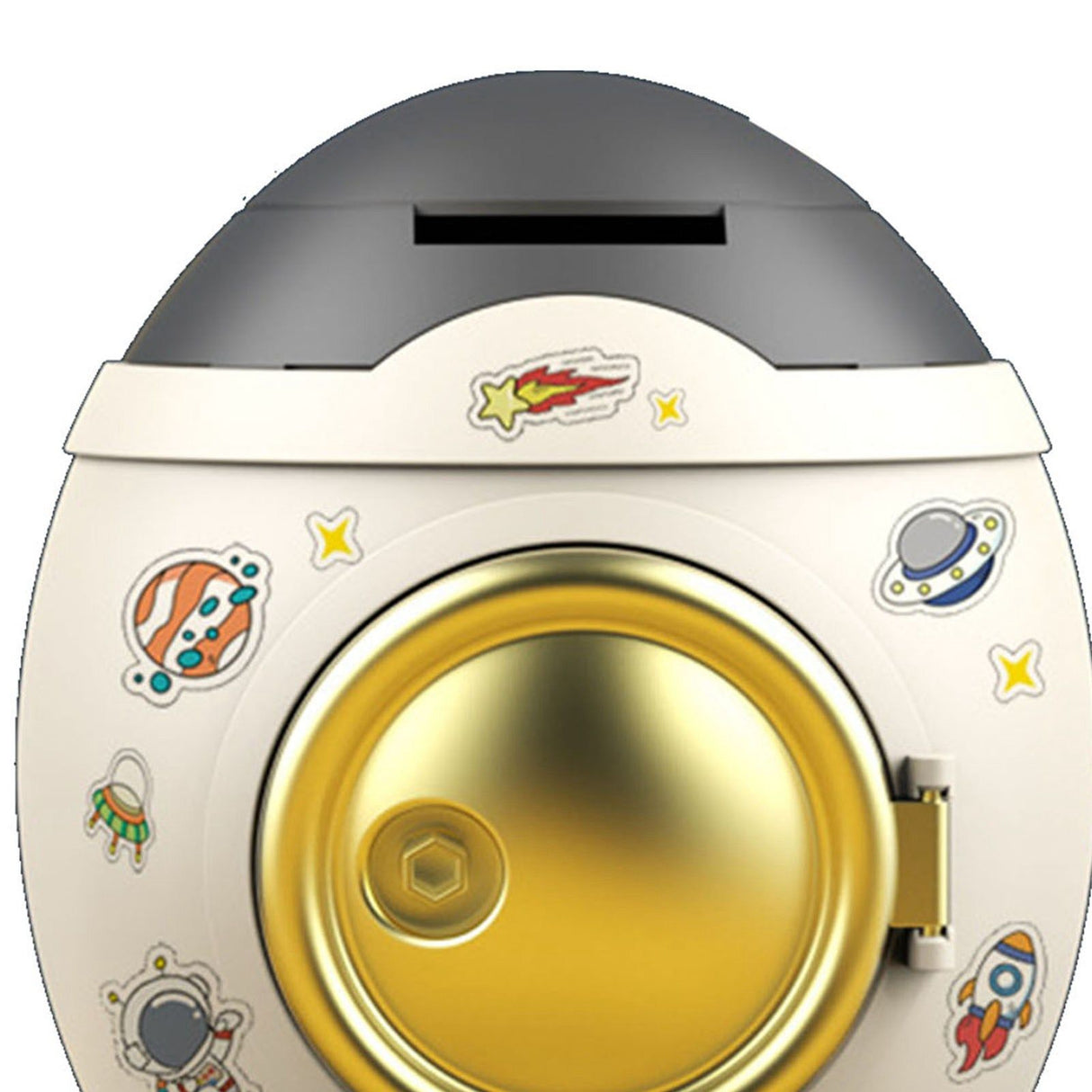 Cartoon Style Space Rocket Piggy Bank Money Bank Money Saving Jar Boys Girls Gift Luxurious Grey Gold