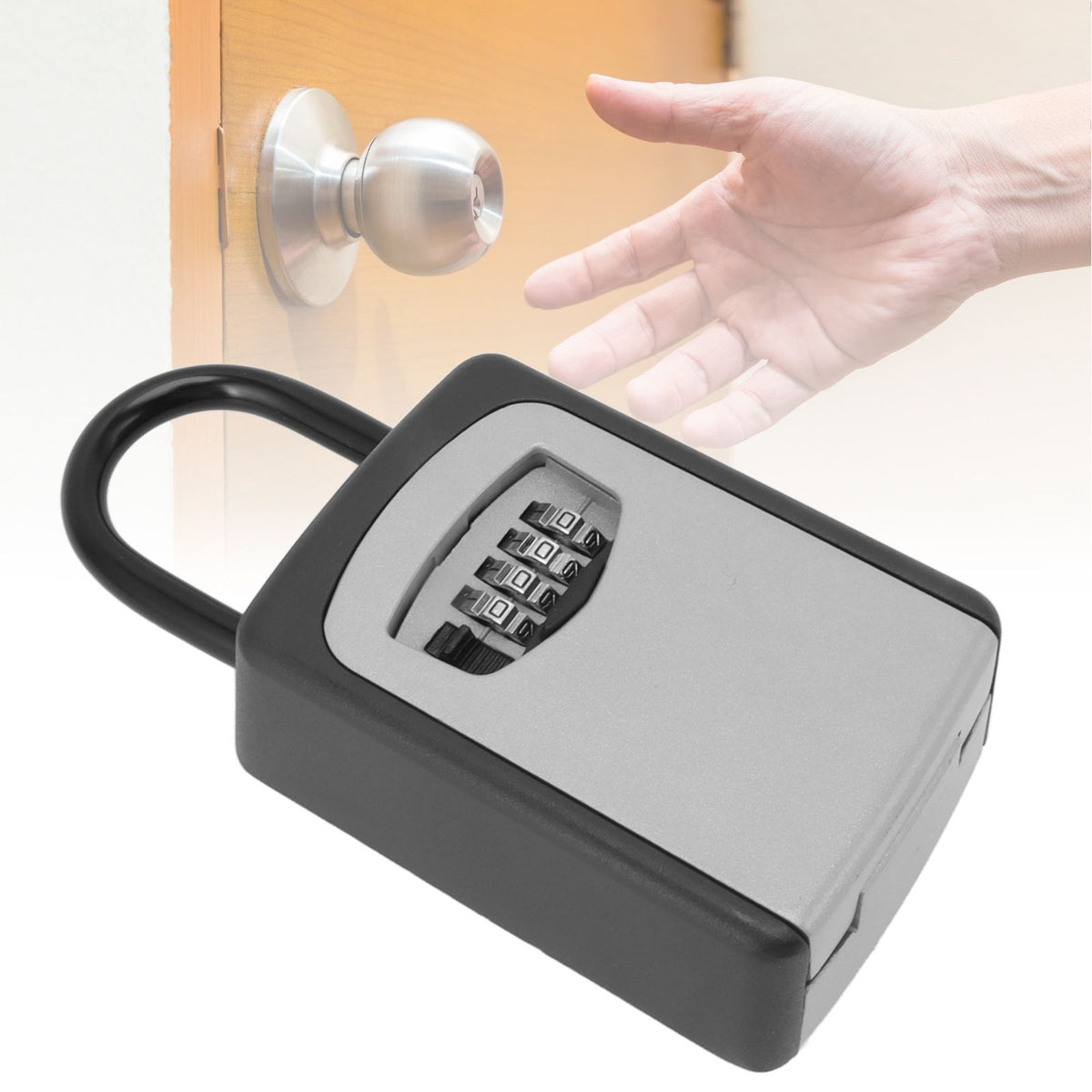 Key Lock Box Large Capacity Wall Mounted Resettable 4 Digit Key Storage Security Lockbox for House Keys