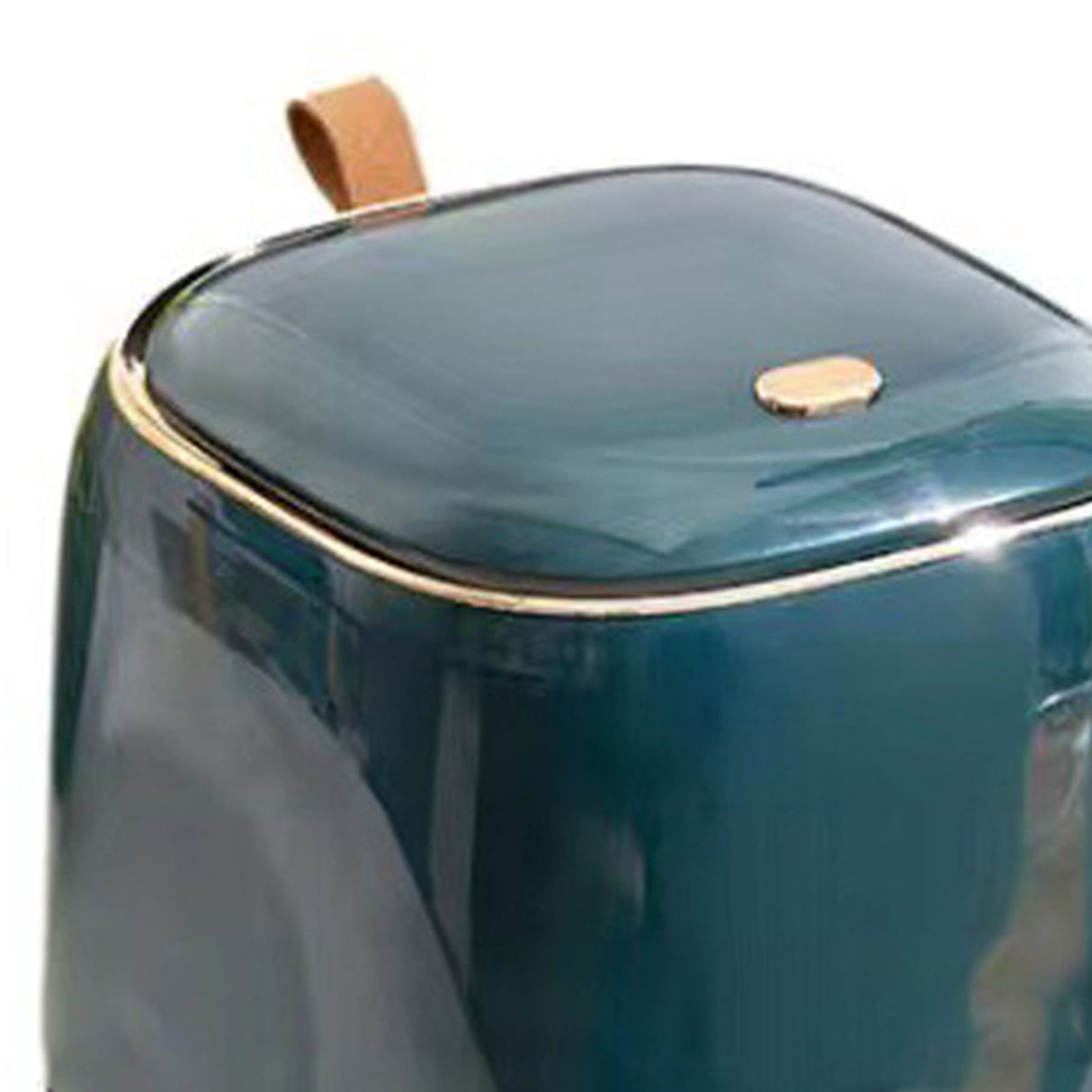 Push Type Desktop Trash Bin with Lid Fashionable Double Layer Large Opening Garbage Container for Living Room Dark Green