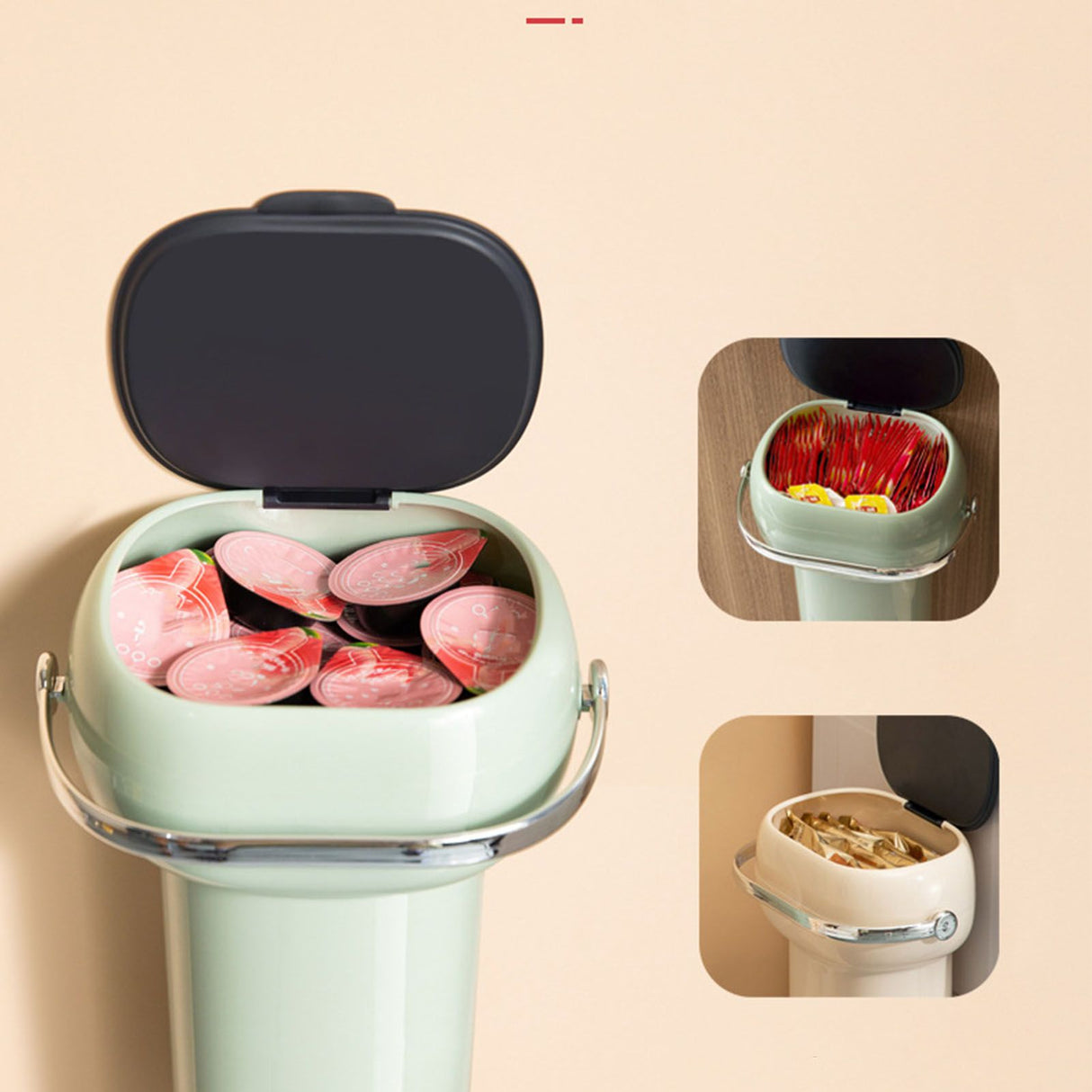 Paper Cup Dispenser Wall Mounted Multifunctional Large Capacity Universal Pull Type Cup Holder with Portable Handle Green