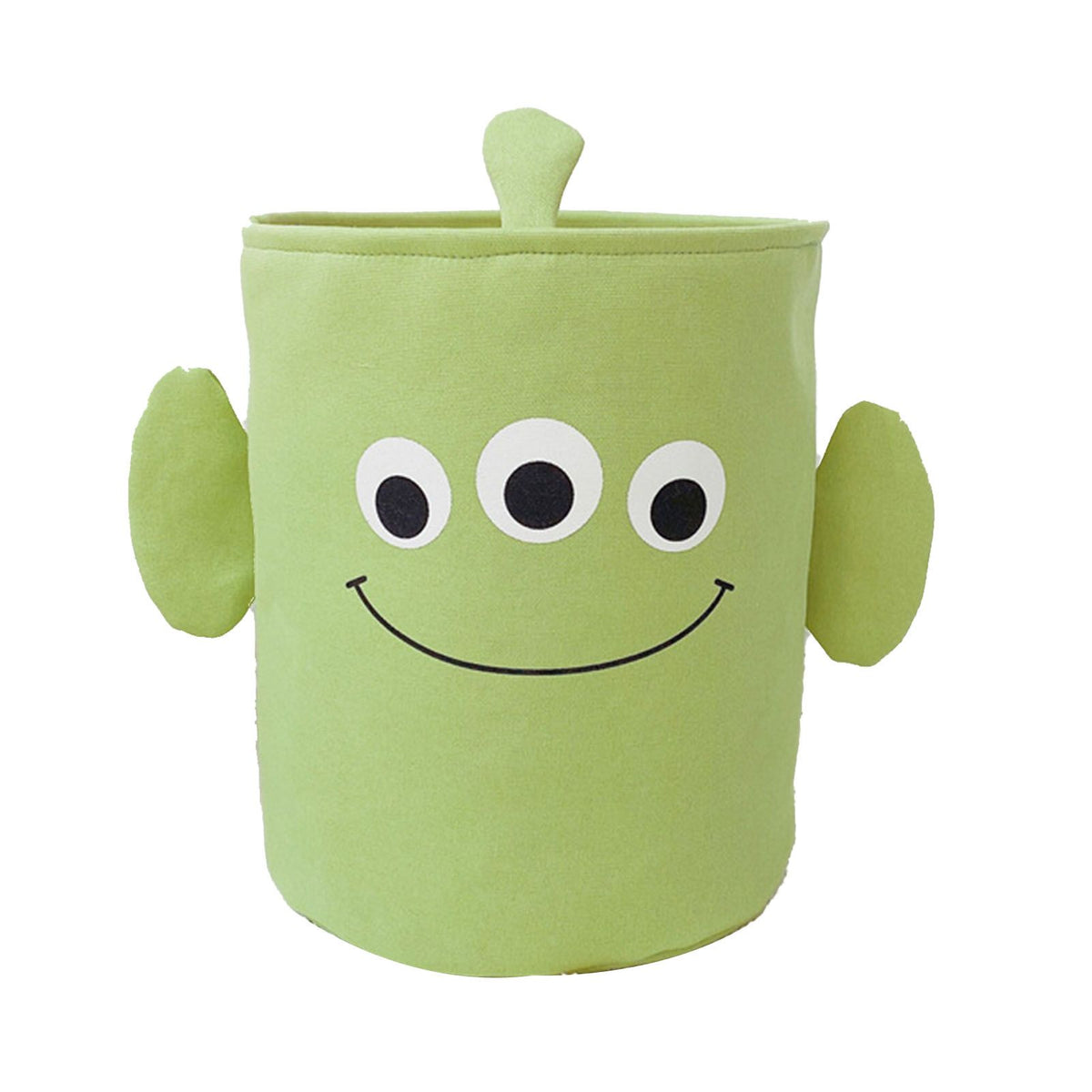 Fabric Storage Basket Collapsible Waterproof Cartoon Canvas Toy Organizer Laundry Basket for Playroom Bedroom Green Monster Three Layers Thickened 35x40cm / 13.8x15.7in