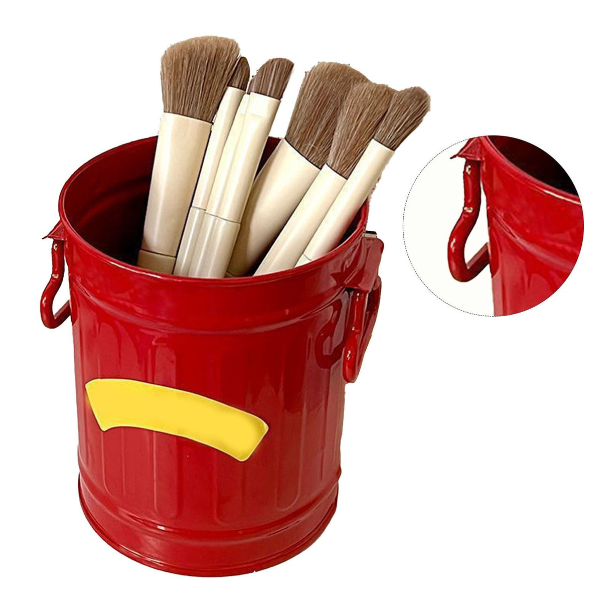 Pen Holder Metal Large Capacity Cute Practical Office Desk Pencil Holder for Study Classroom Red Free Size