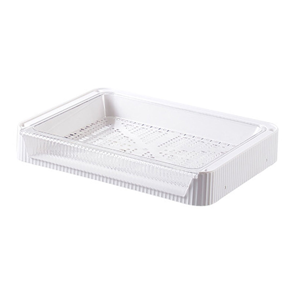 Food Preparation Plate Stackable Foldable Double Layer Hollow Drainage Hot Pot Serving Tray for Kitchen L