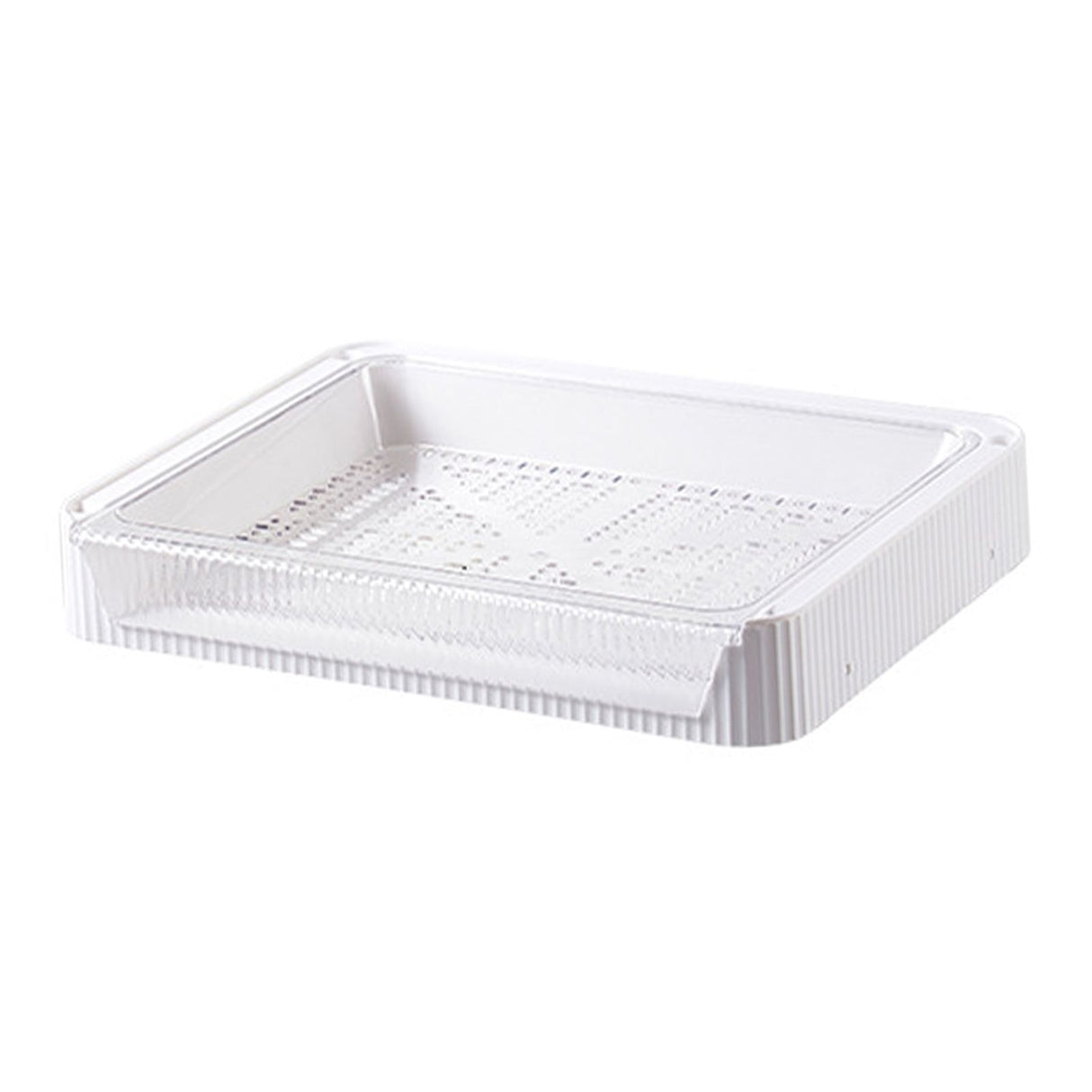Food Preparation Plate Stackable Foldable Double Layer Hollow Drainage Hot Pot Serving Tray for Kitchen L